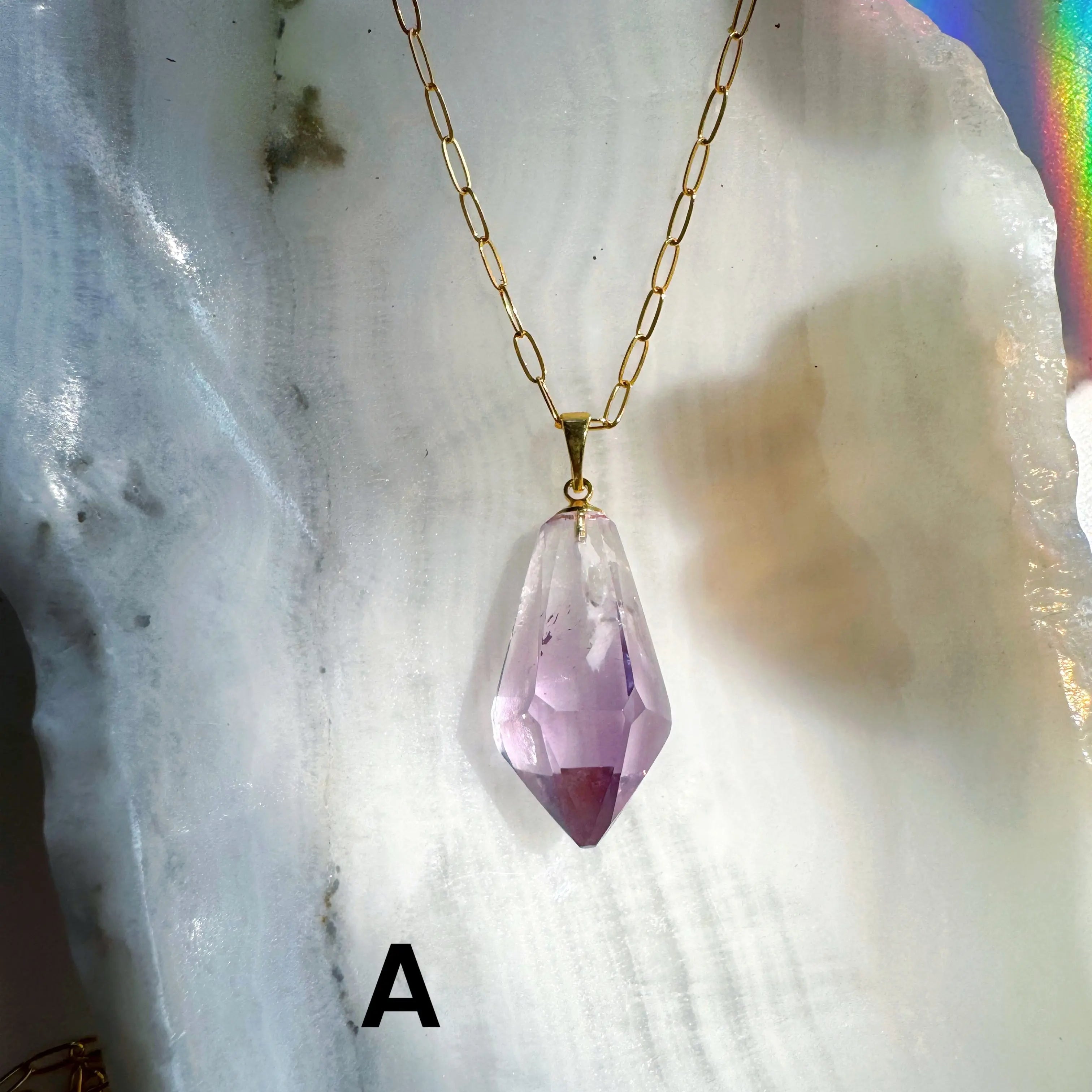 AAA Rose de France Amethyst Pendant 14k Gold Filled Necklace Baltic Mermaid