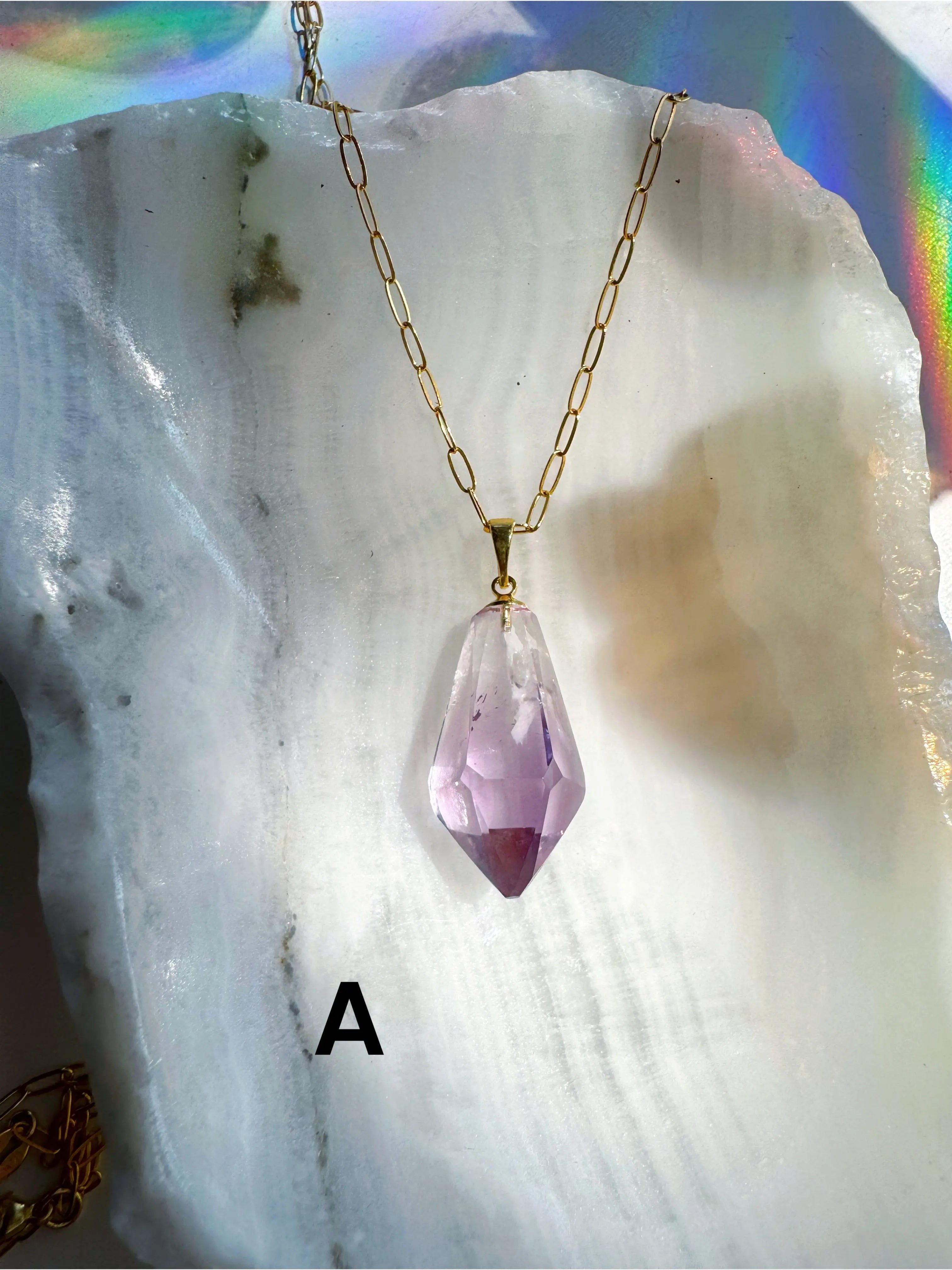 AAA Rose de France Amethyst Pendant 14k Gold Filled Necklace Baltic Mermaid