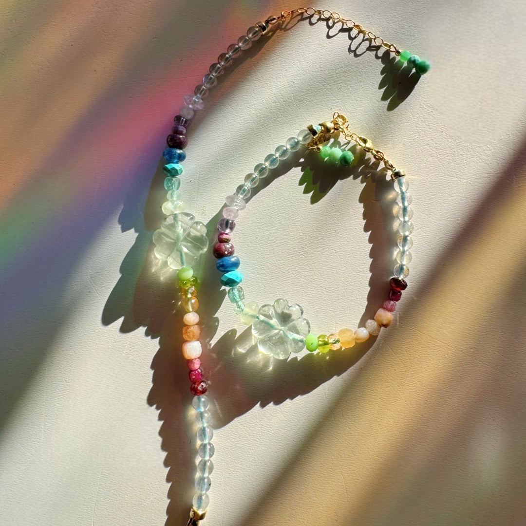 Rainbow Clover Gemstone Candy Bracelet - Baltic Mermaid