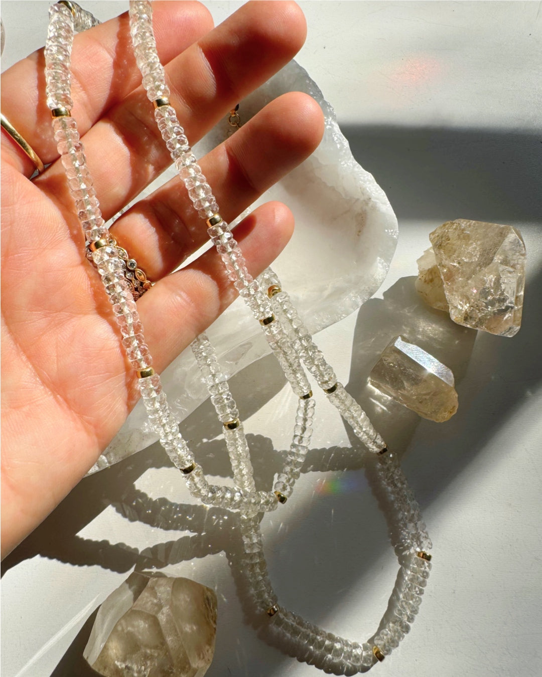 “Rihanna” - White Topaz Gemstone Candy Necklace - Baltic Mermaid