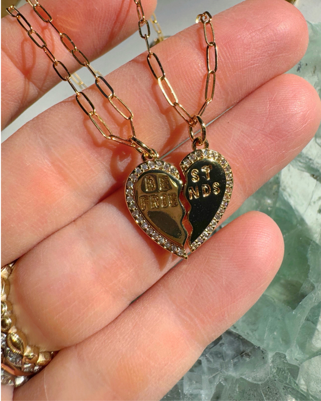 “Best Friends” Gold Filled CZ Necklace Pair - Baltic Mermaid