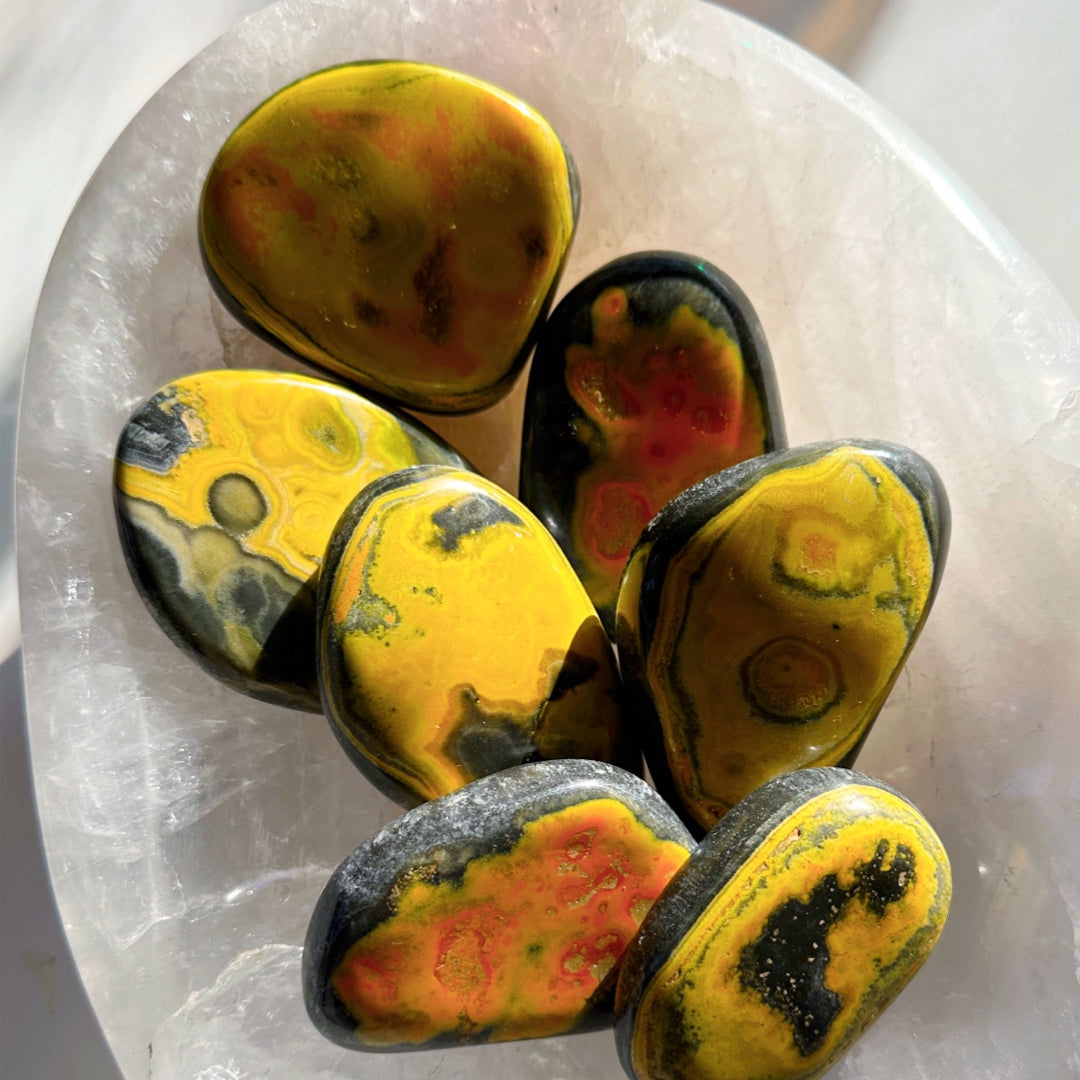 Bumblebee Jasper Palm Stones - Baltic Mermaid