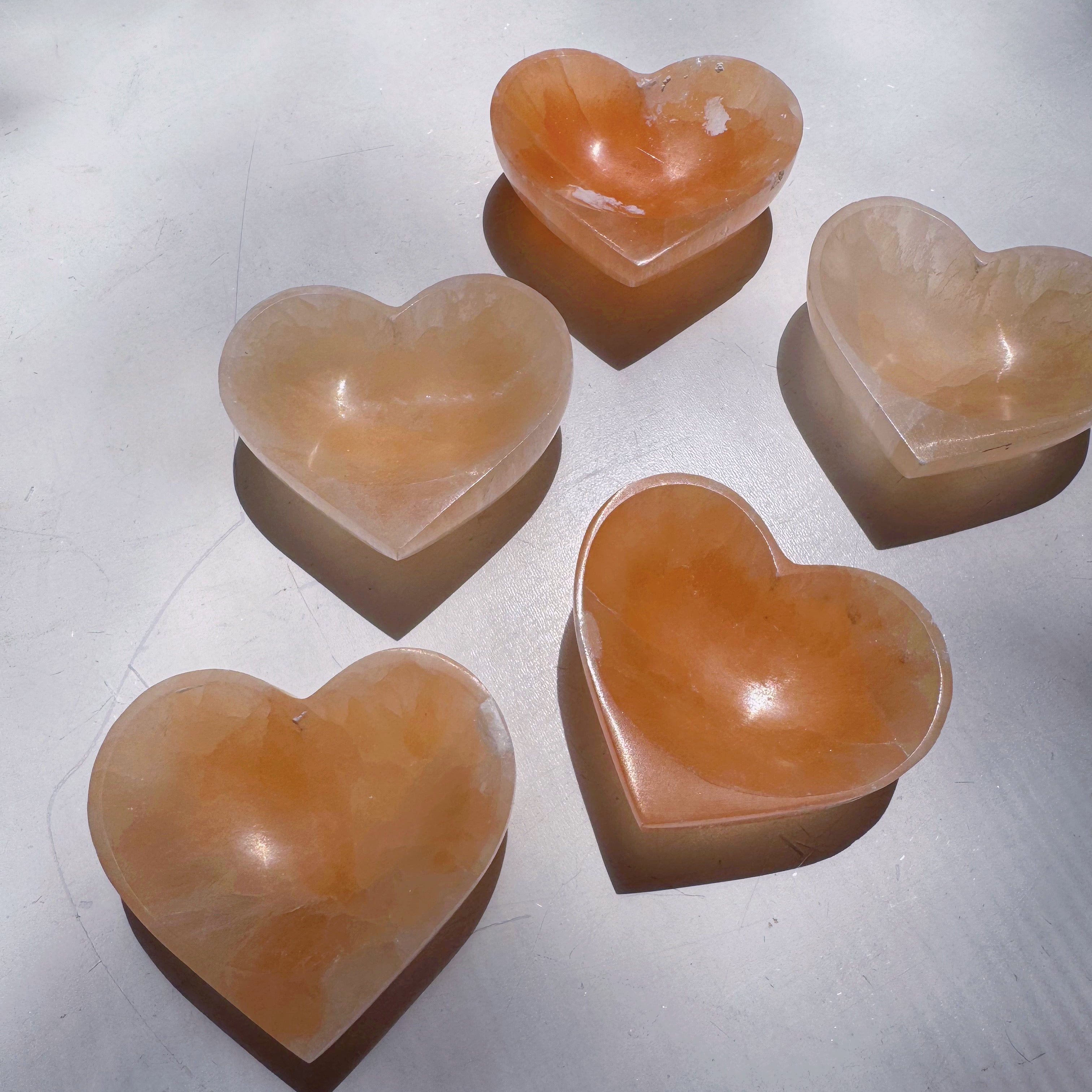 Peach Selenite Lil’ Heart Dish Baltic Mermaid