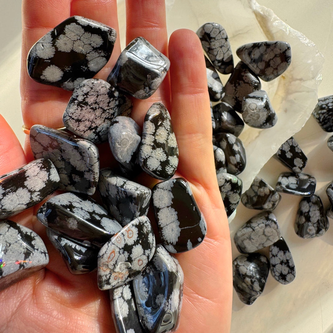 Snowflake Obsidian Tumbled Stones - Baltic Mermaid