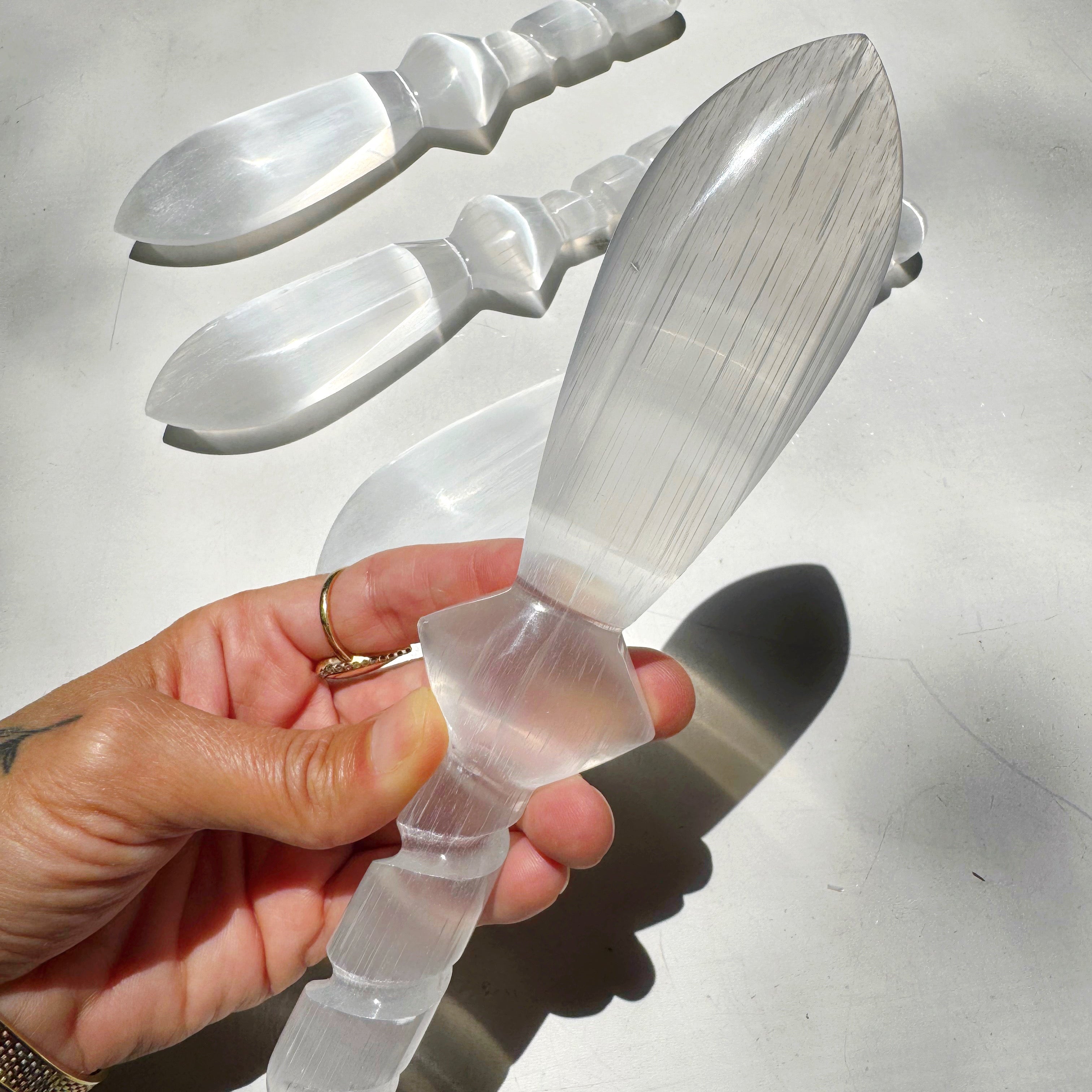 Selenite Dagger w/ Twisted Handle Baltic Mermaid