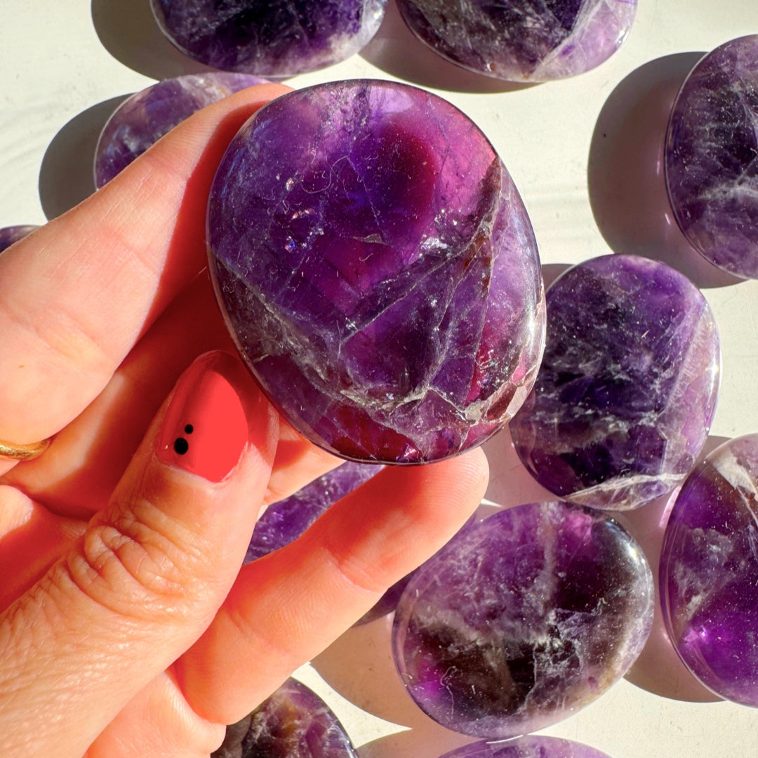 Amethyst Flat Palm Stones - Baltic Mermaid
