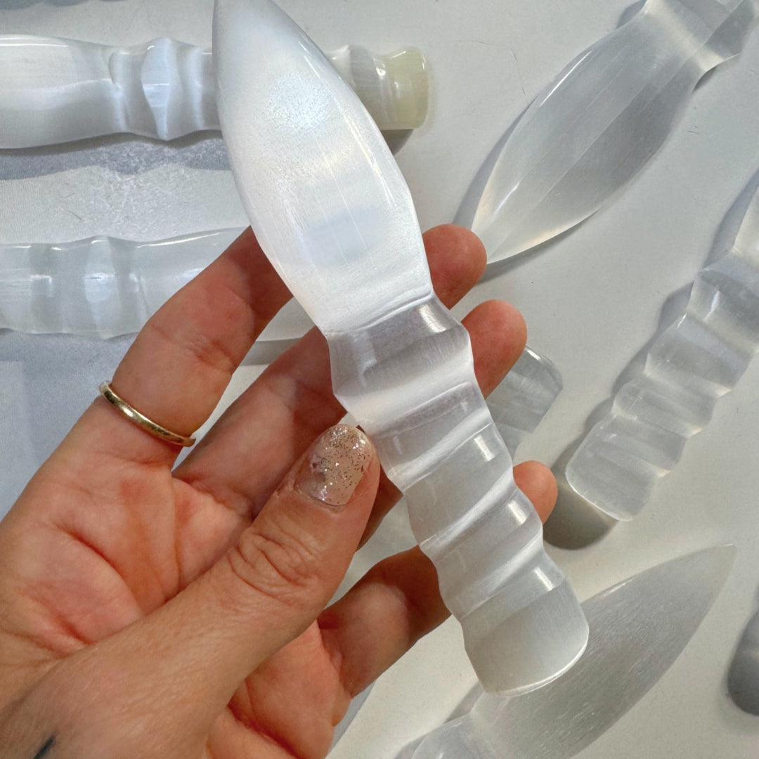 Selenite Dagger - Small Twisted Handle - Baltic Mermaid