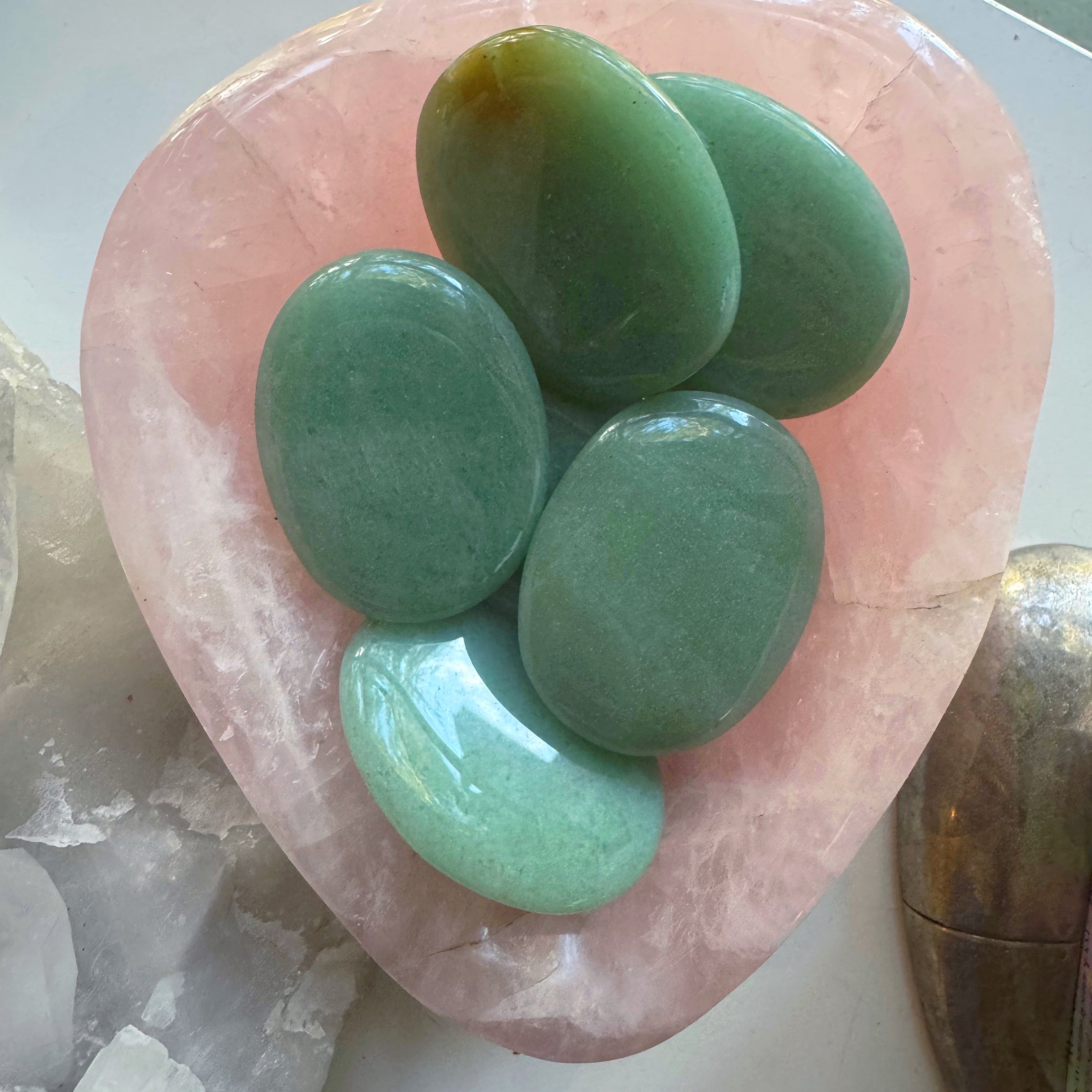 Green Aventurine Flat Palm Stones Baltic Mermaid