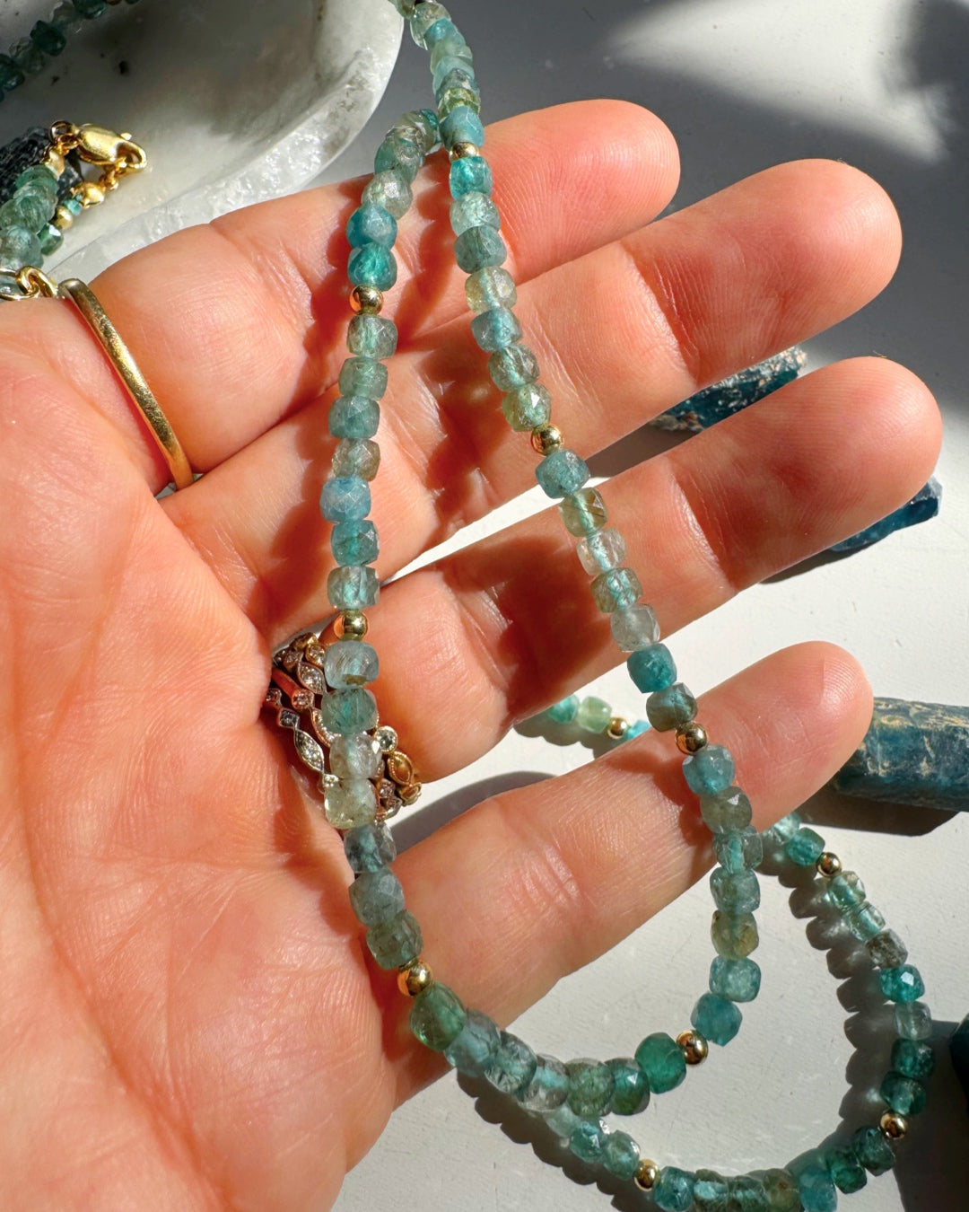 “Frankie” - Blue Apatite Gemstone Candy Necklace - Baltic Mermaid