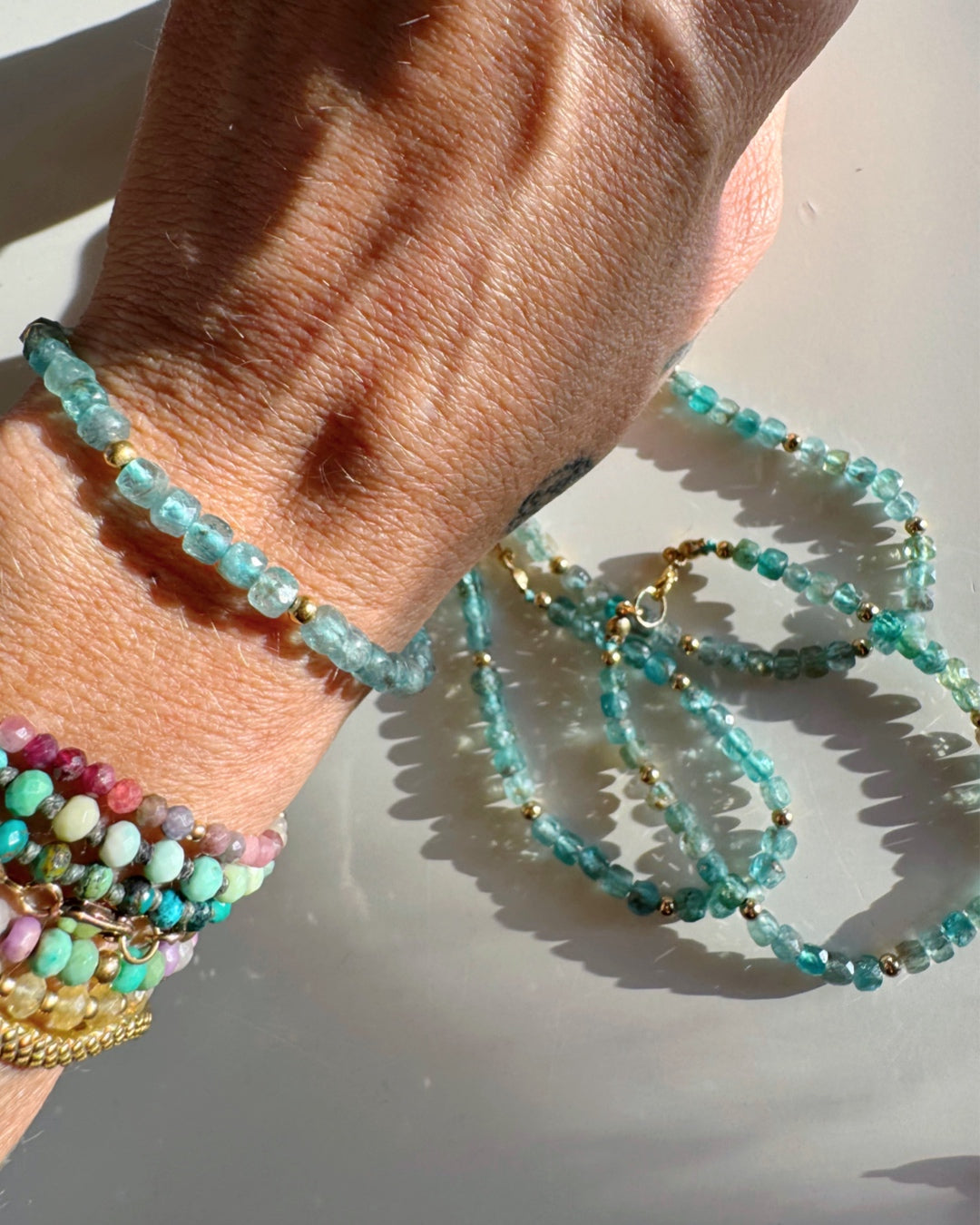 “Frankie” - Blue Apatite Gemstone Candy Bracelet - Baltic Mermaid