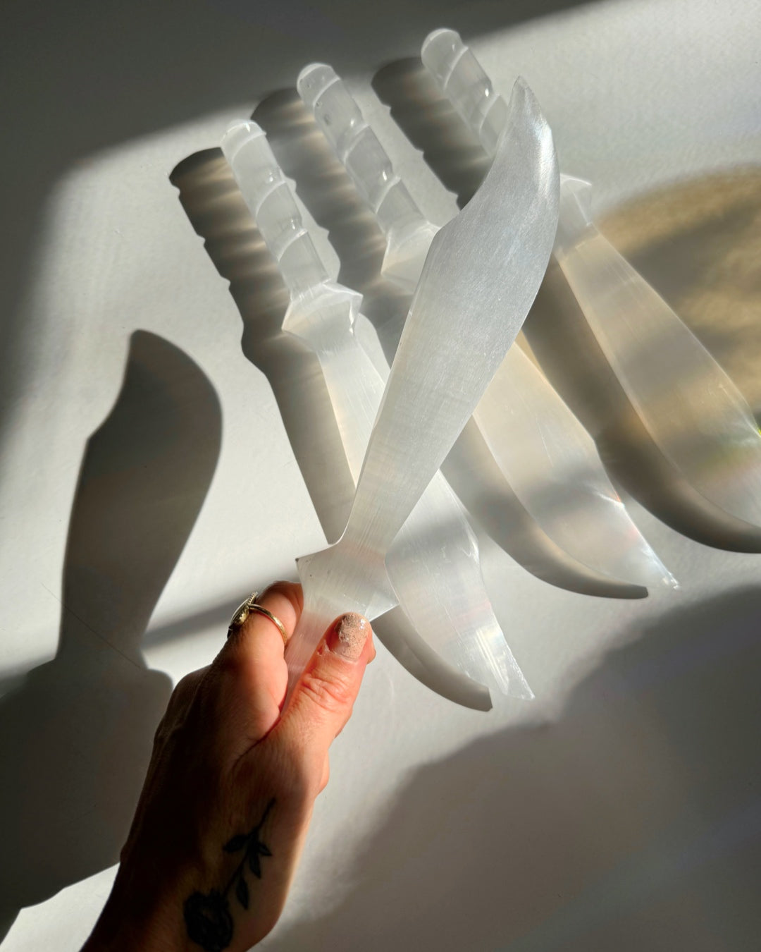 Selenite Knife - Large Twisted Handle - Baltic Mermaid