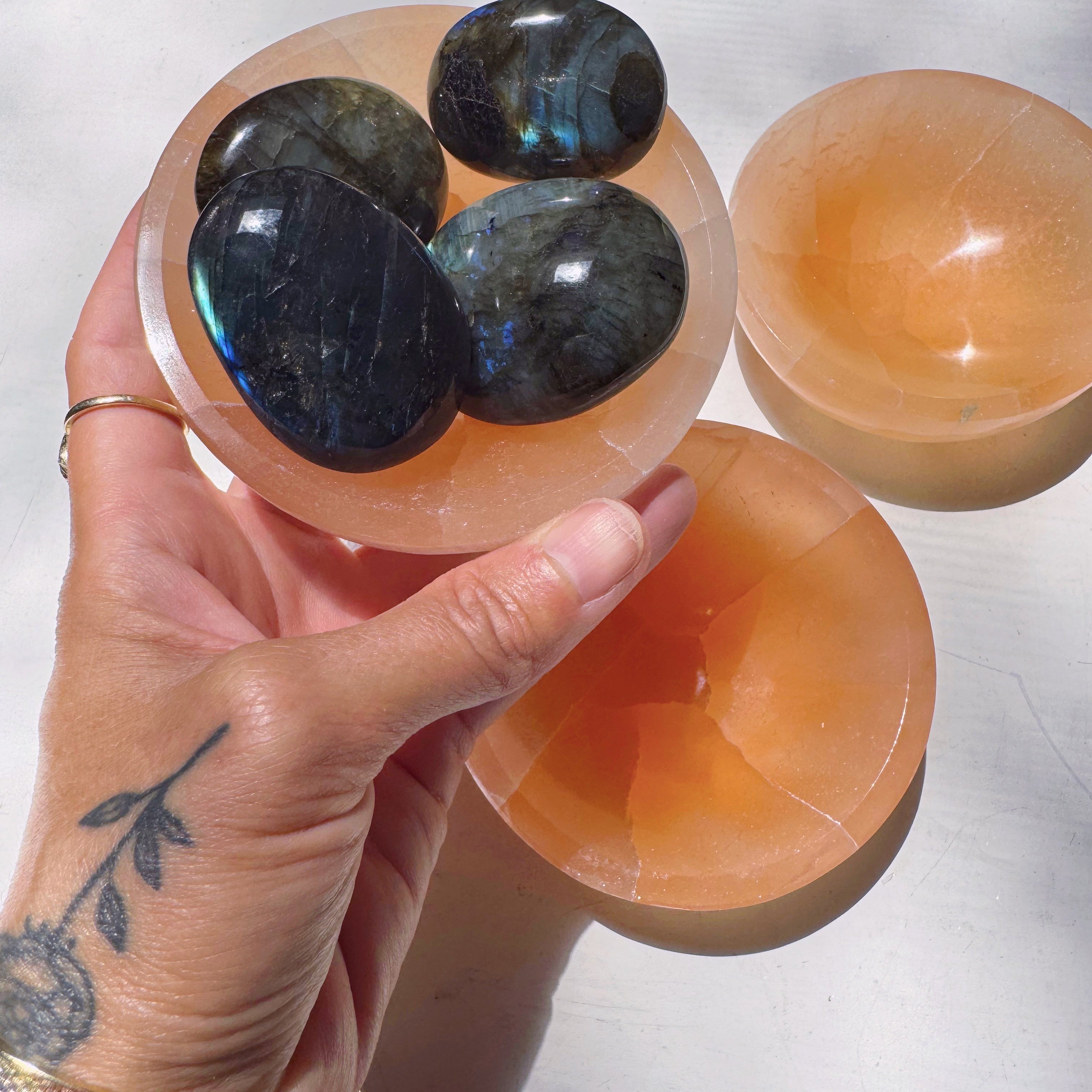Peach Selenite Medium Bowl Baltic Mermaid