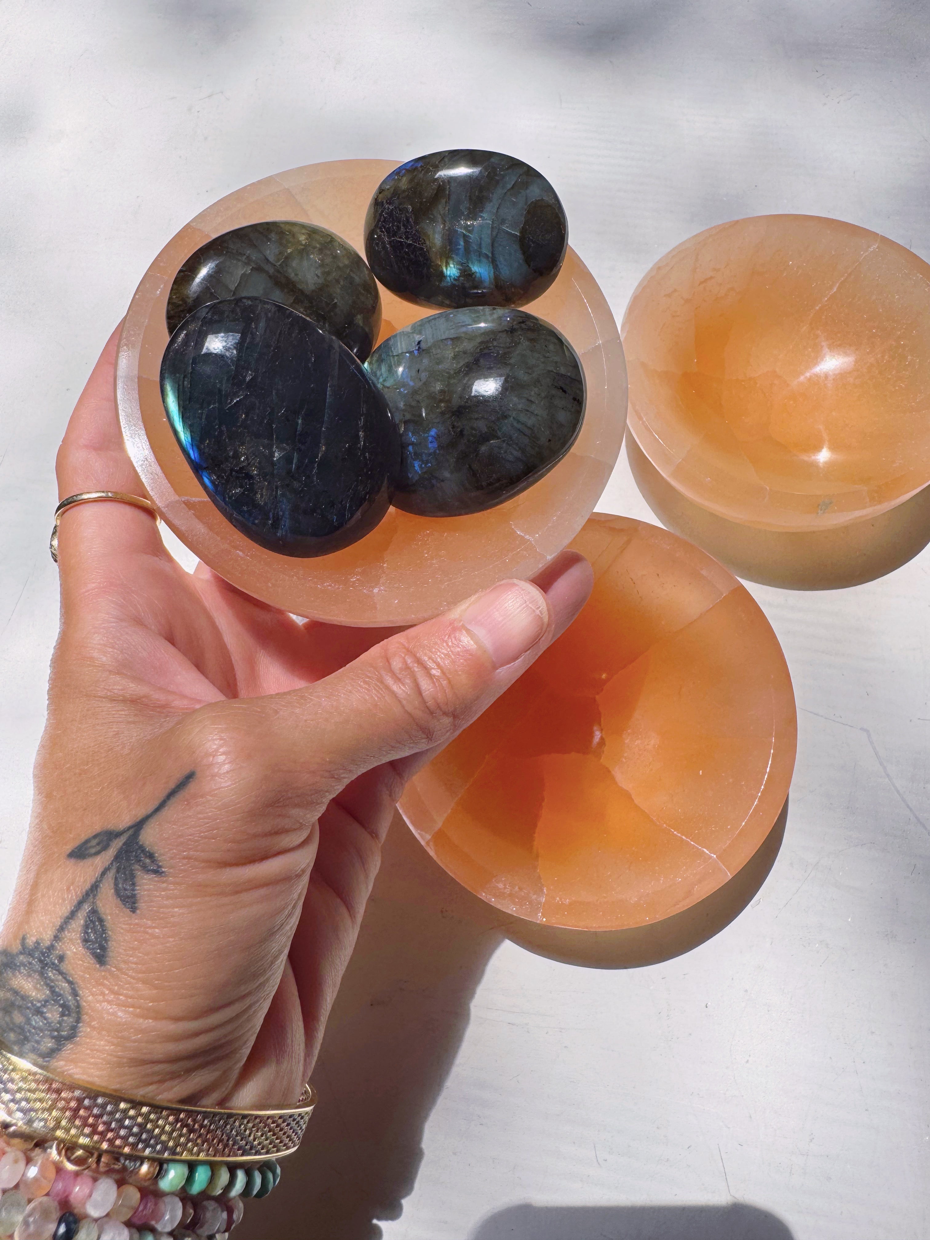 Peach Selenite Medium Bowl Baltic Mermaid