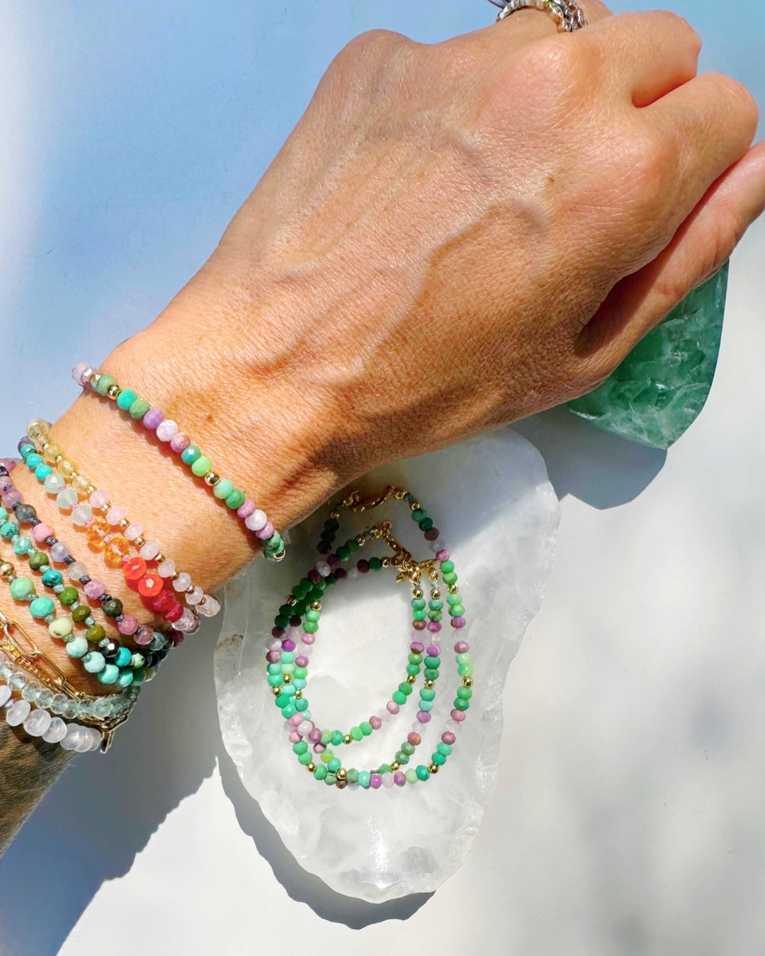 Topanga Gemstone & 14k GF Candy Bracelet - Baltic Mermaid