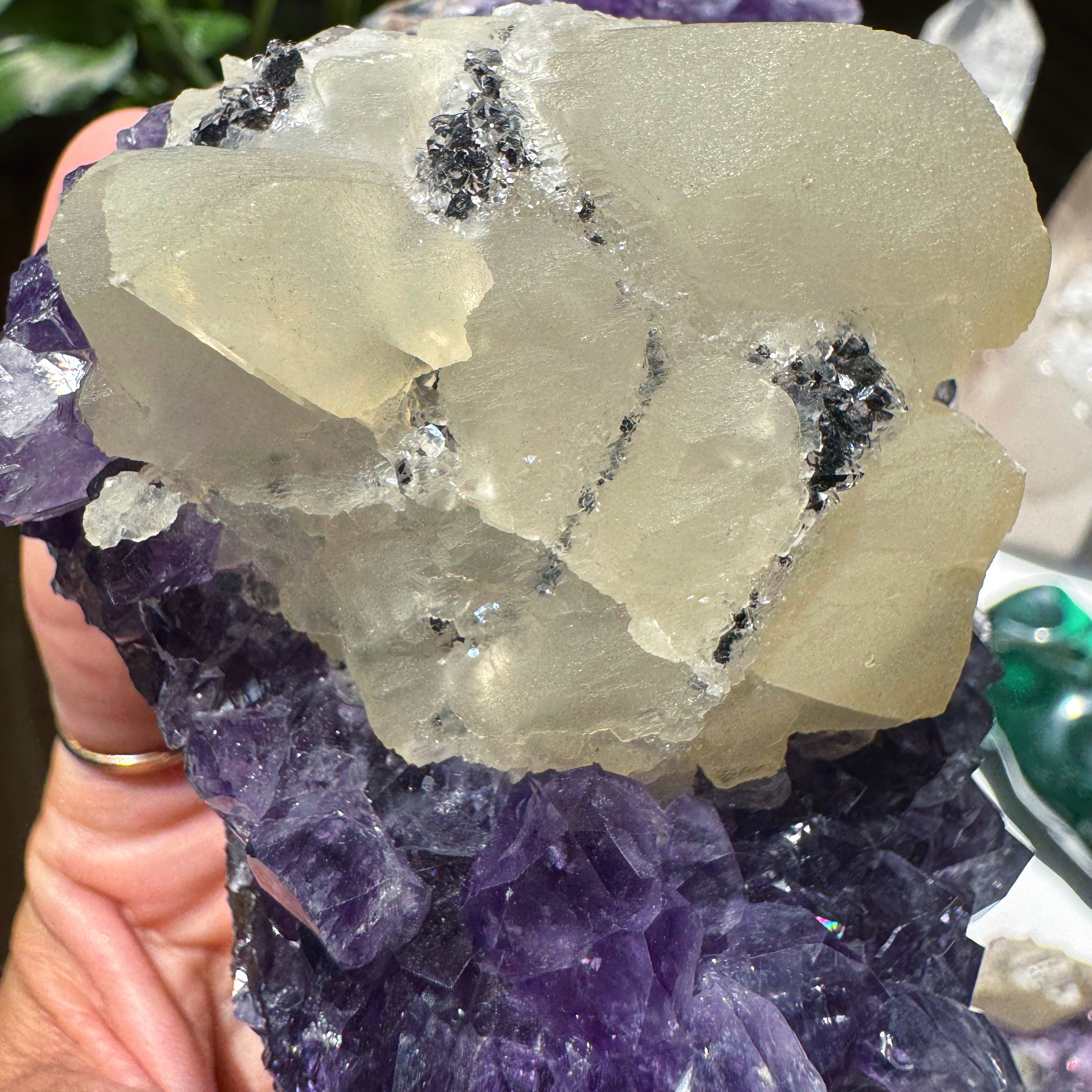 Amethyst Cluster w/ Druzy Calcite from Uruguay Baltic Mermaid