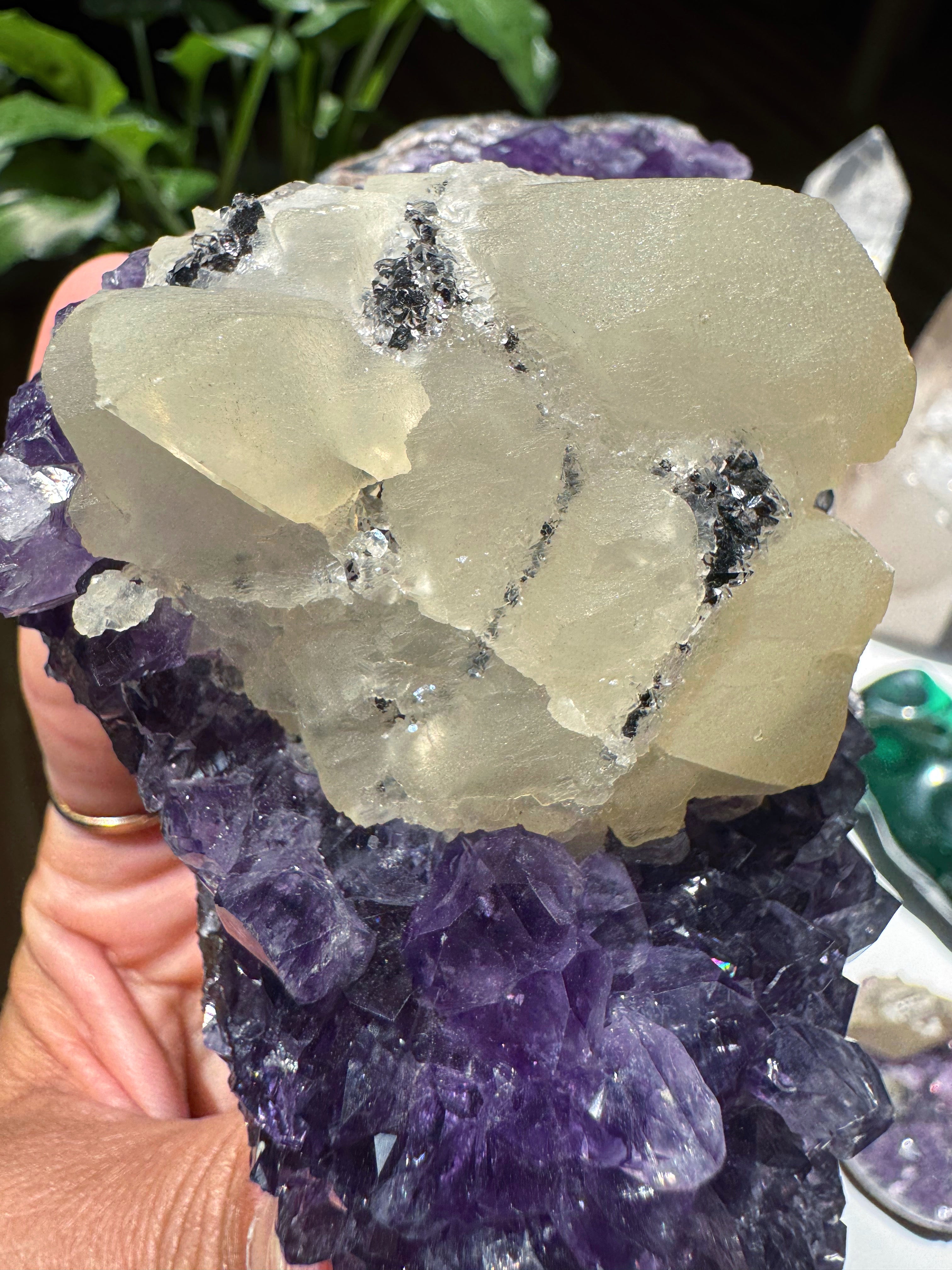 Amethyst Cluster w/ Druzy Calcite from Uruguay Baltic Mermaid