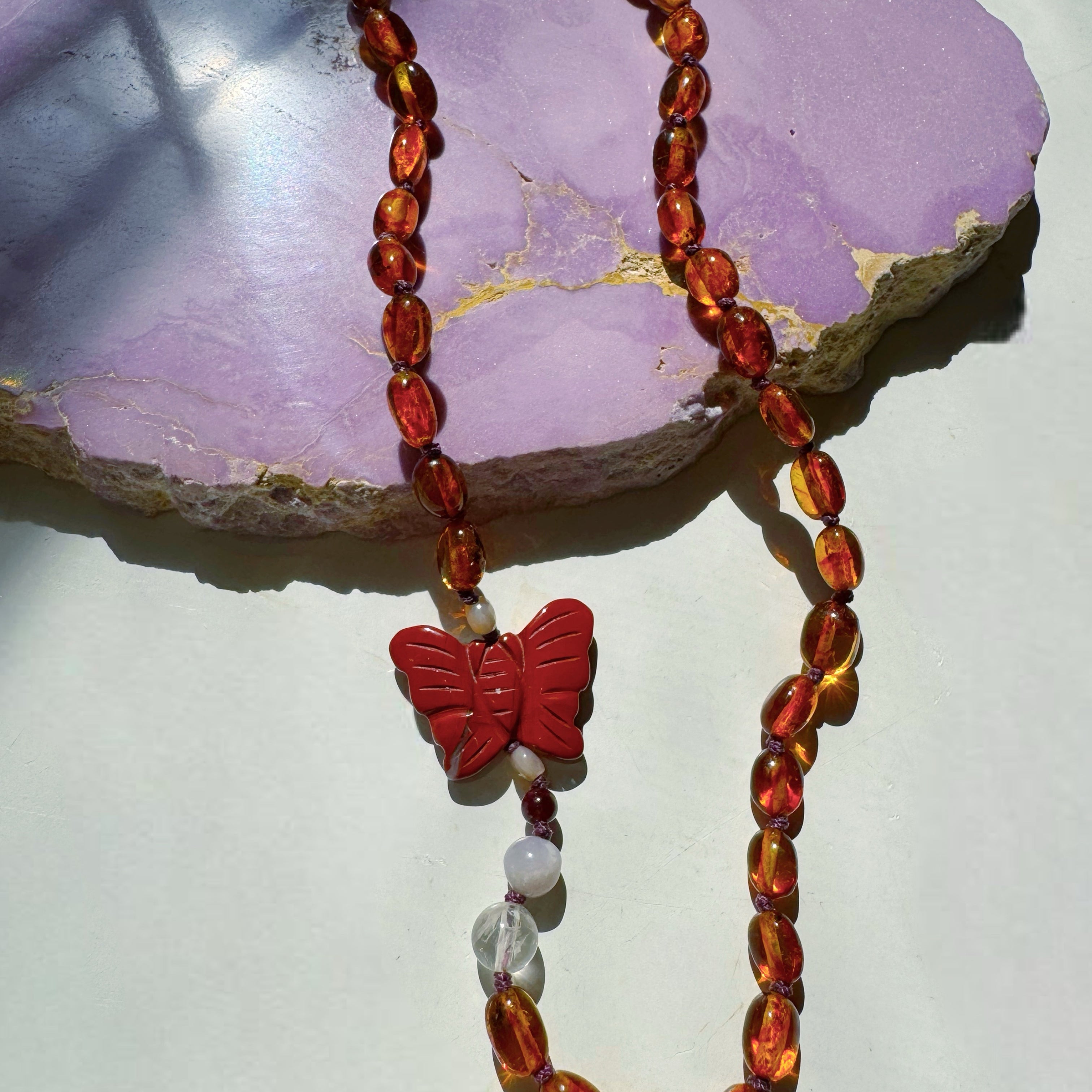 “Butterfly Sugar Baby” Baltic Amber & Gemstone Necklace - Baltic Mermaid