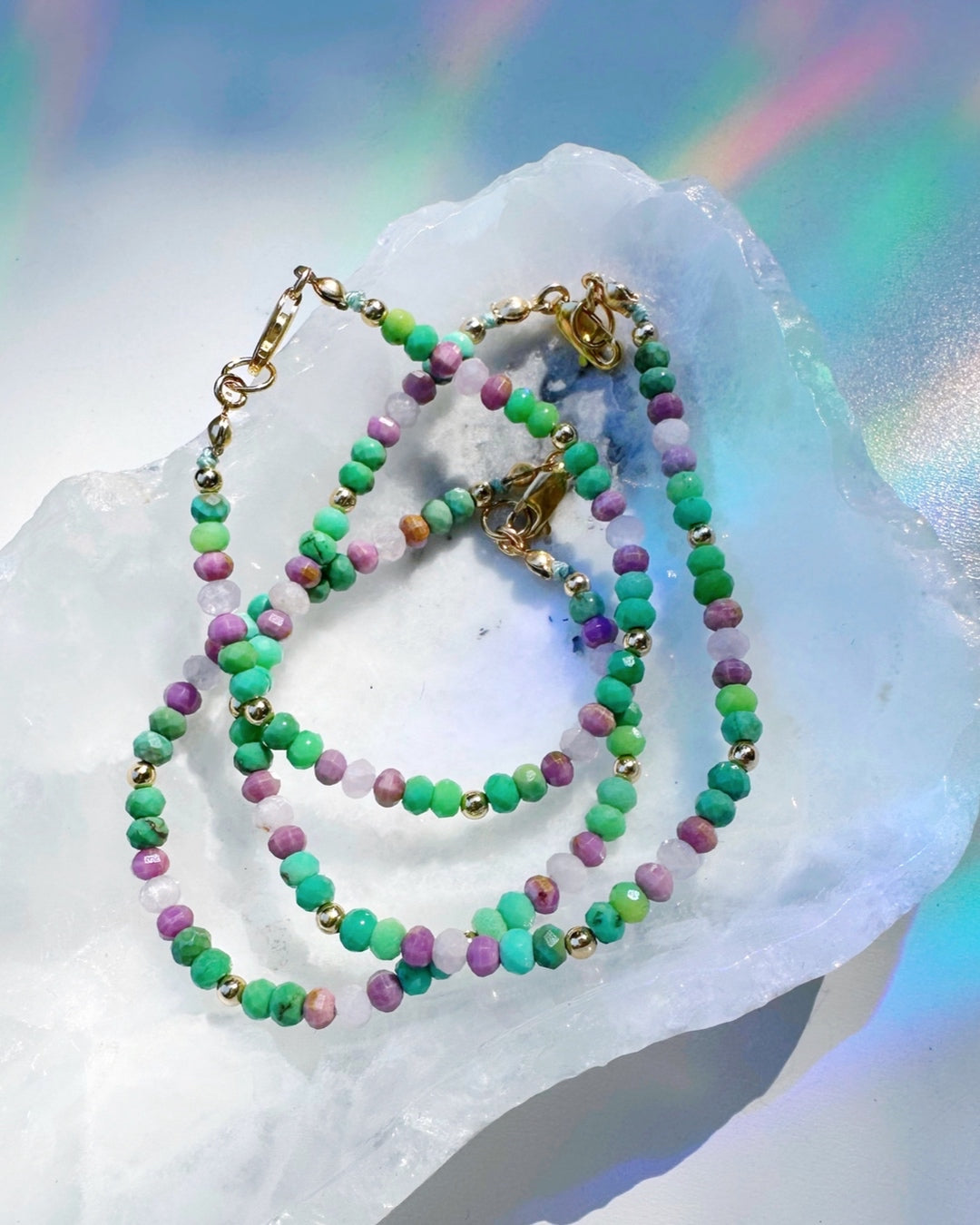 Topanga Gemstone & 14k GF Candy Bracelet - Baltic Mermaid