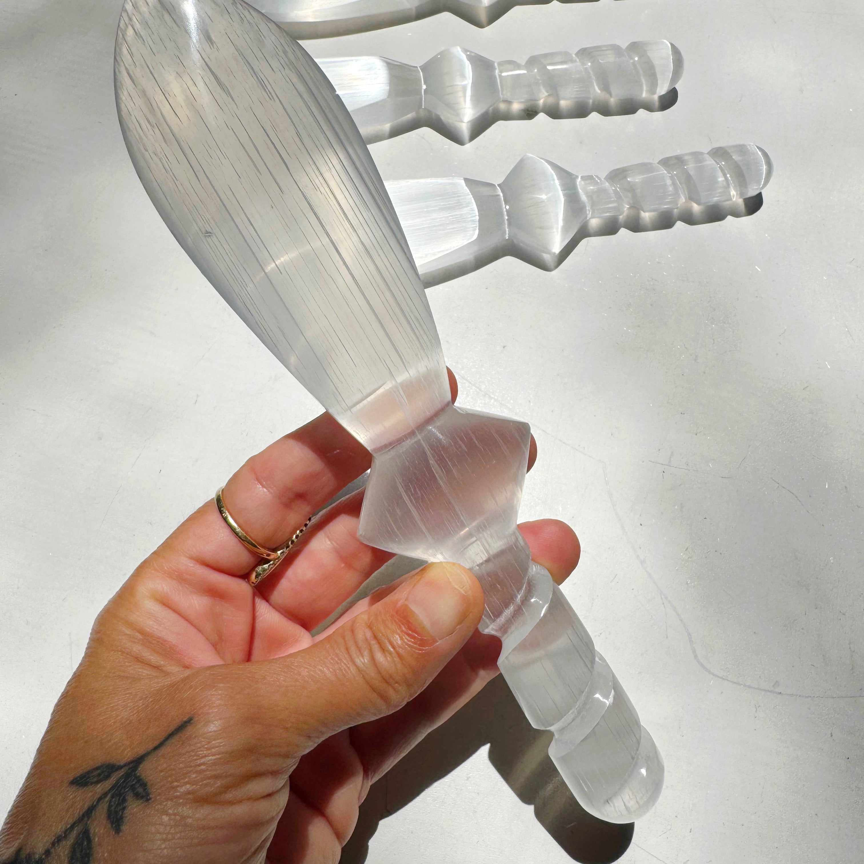 Selenite Dagger w/ Twisted Handle Baltic Mermaid