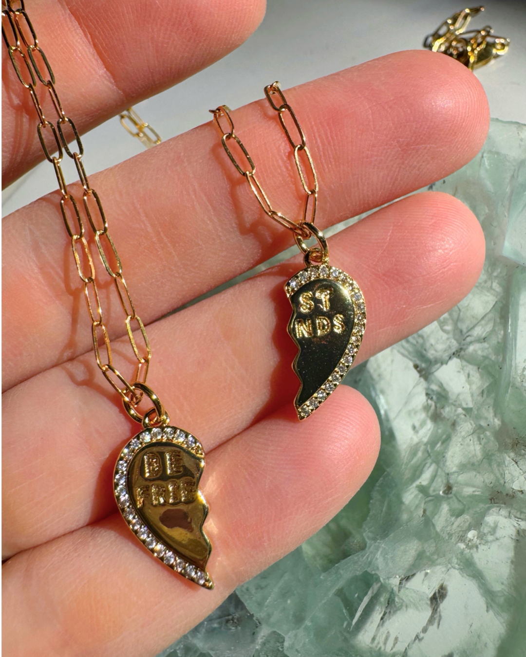 “Best Friends” Gold Filled CZ Necklace Pair - Baltic Mermaid