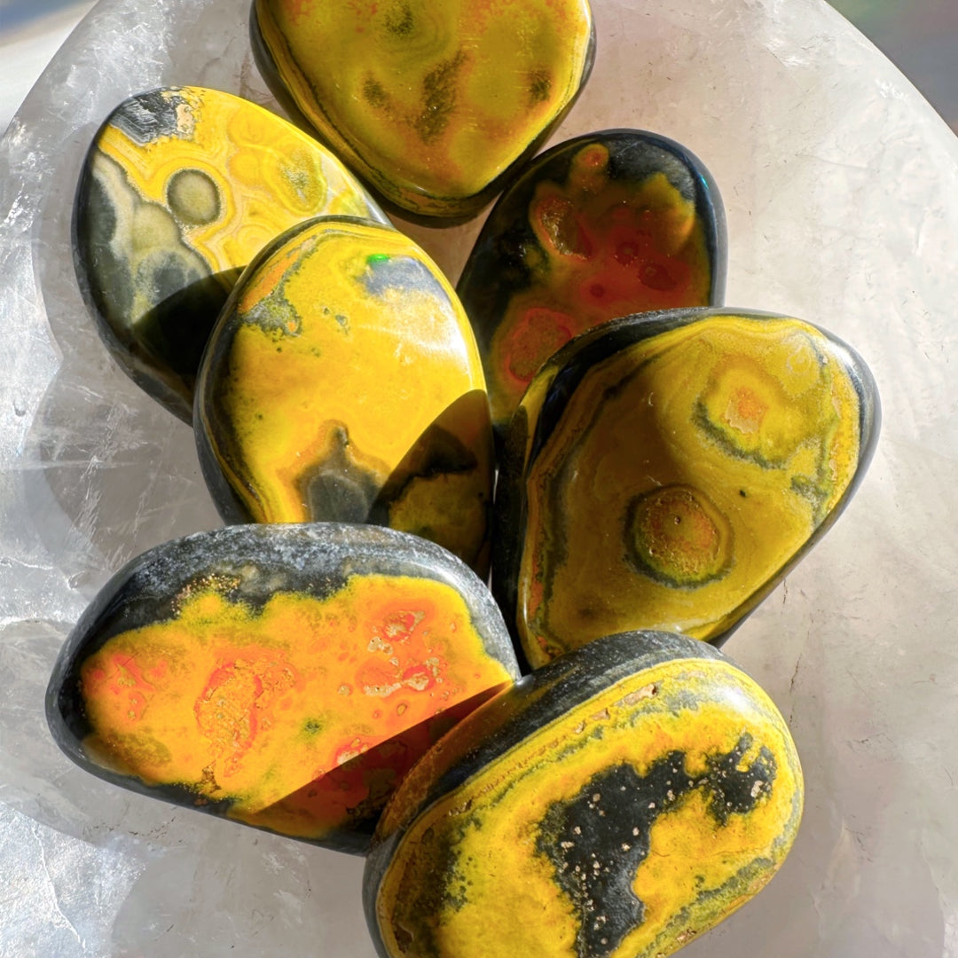 Bumblebee Jasper Palm Stones - Baltic Mermaid