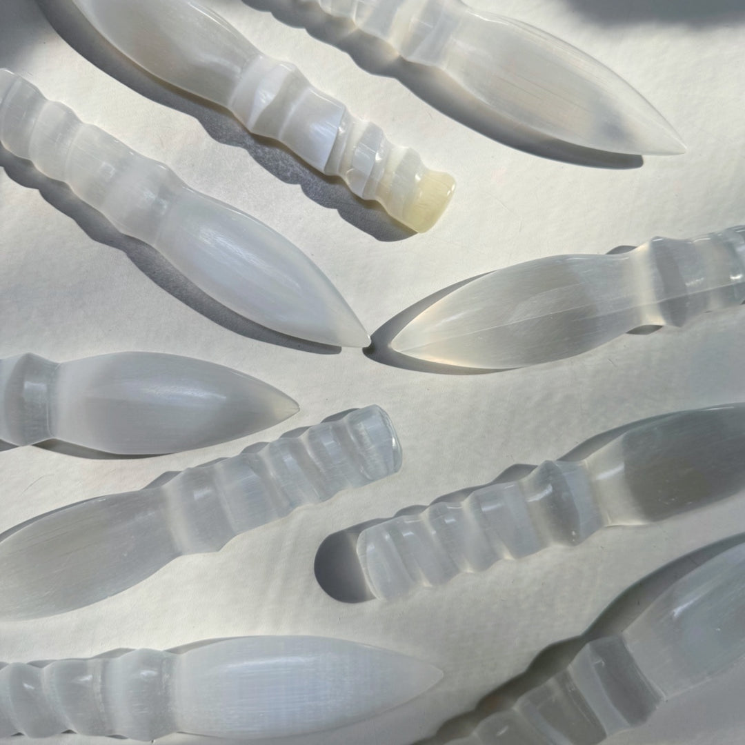 Selenite Dagger - Small Twisted Handle - Baltic Mermaid