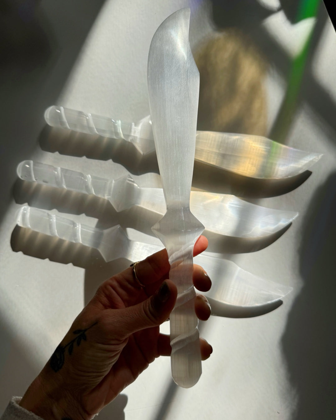 Selenite Knife - Large Twisted Handle - Baltic Mermaid