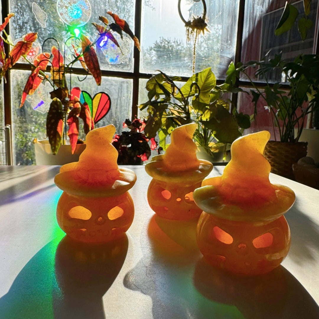 Orange Calcite Jack-O-Lantern - Baltic Mermaid