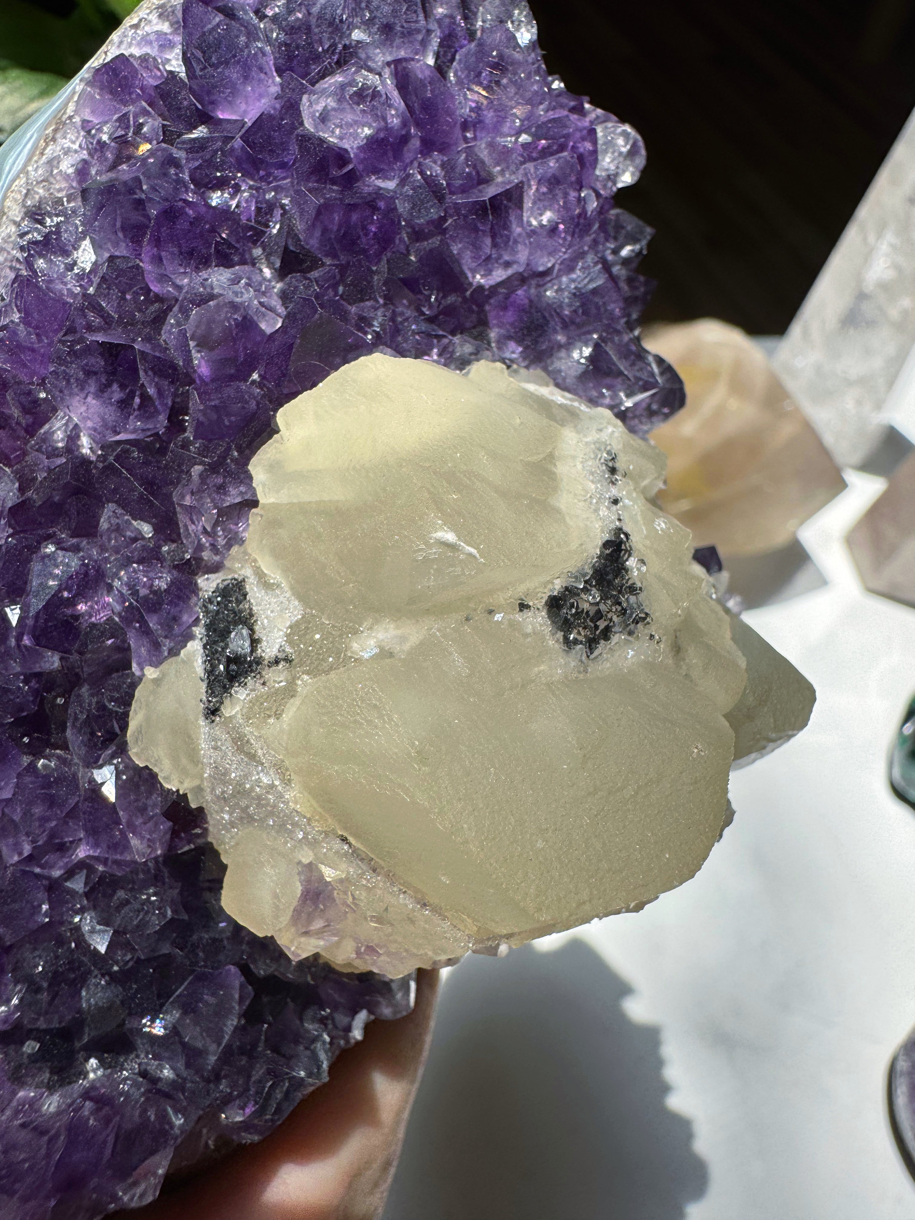 Amethyst Cluster w/ Druzy Calcite from Uruguay Baltic Mermaid
