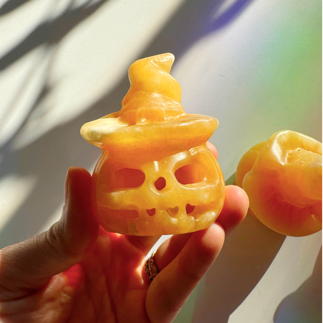 Orange Calcite Jack-O-Lantern - Baltic Mermaid