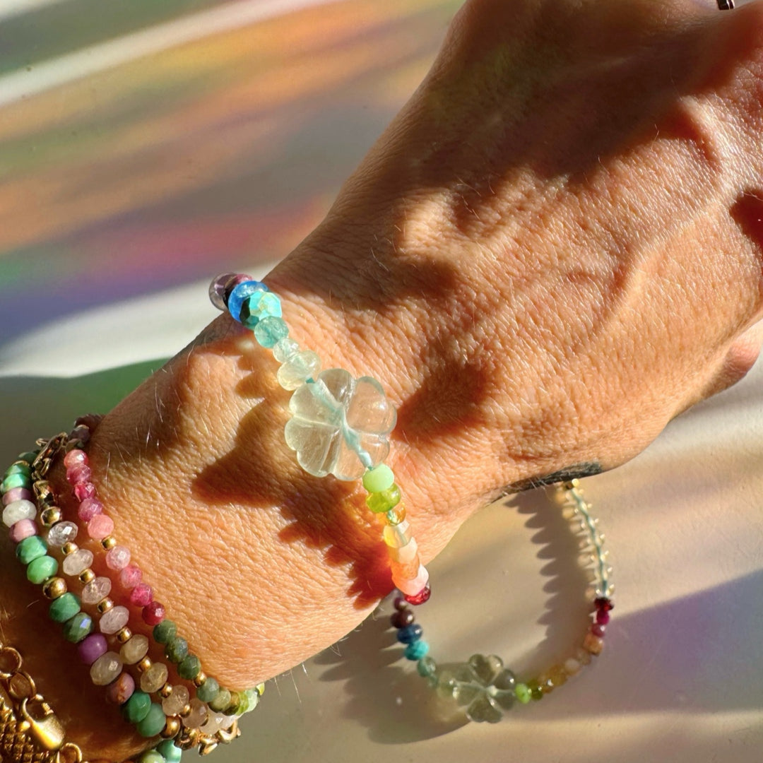 Rainbow Clover Gemstone Candy Bracelet - Baltic Mermaid