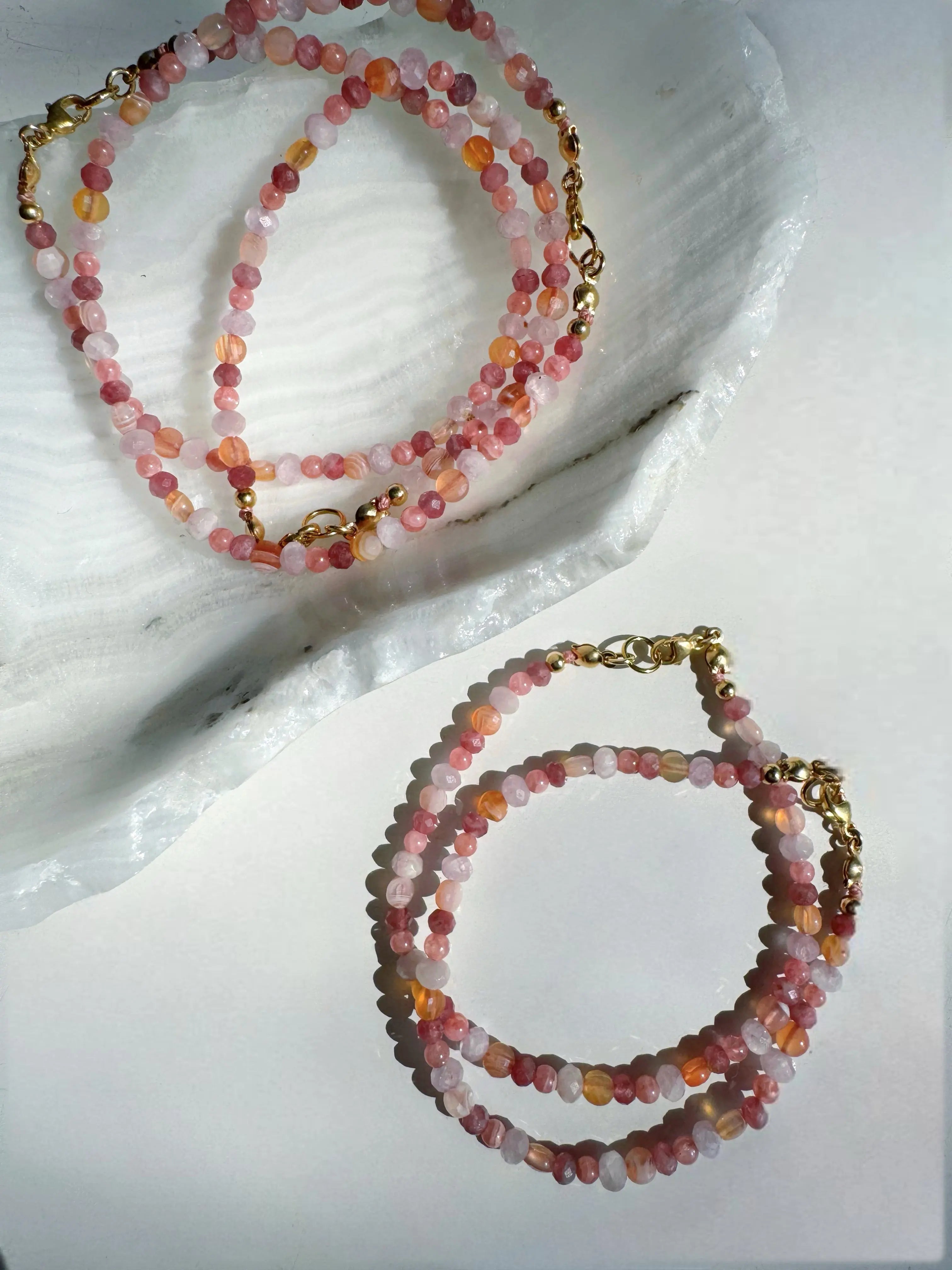 “Sunset Sorbet” - Gemstone & 14k Gold Filled Candy Bracelet Baltic Mermaid