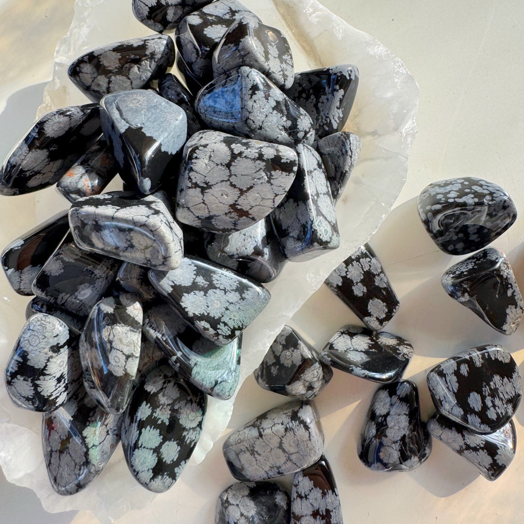 Snowflake Obsidian Tumbled Stones - Baltic Mermaid