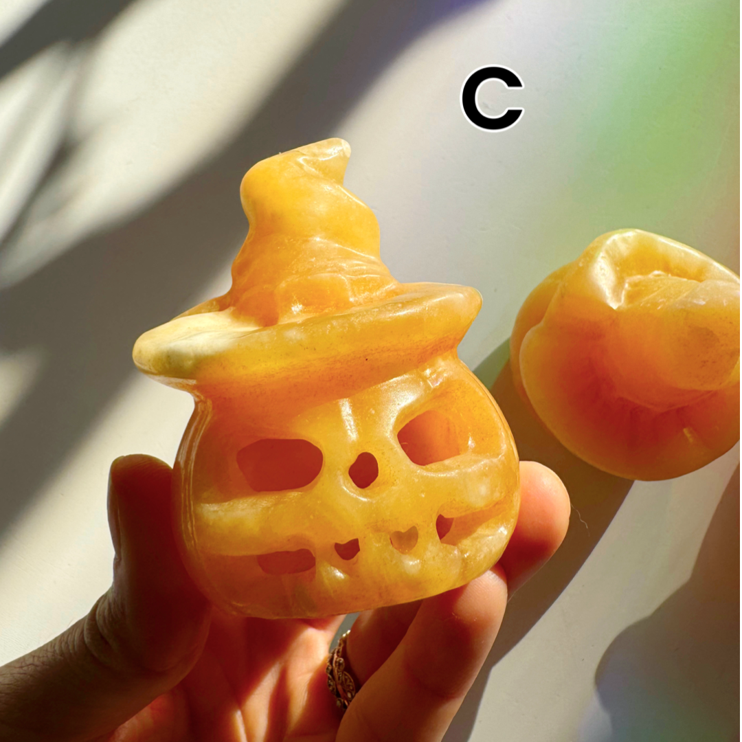 Orange Calcite Jack-O-Lantern - Baltic Mermaid