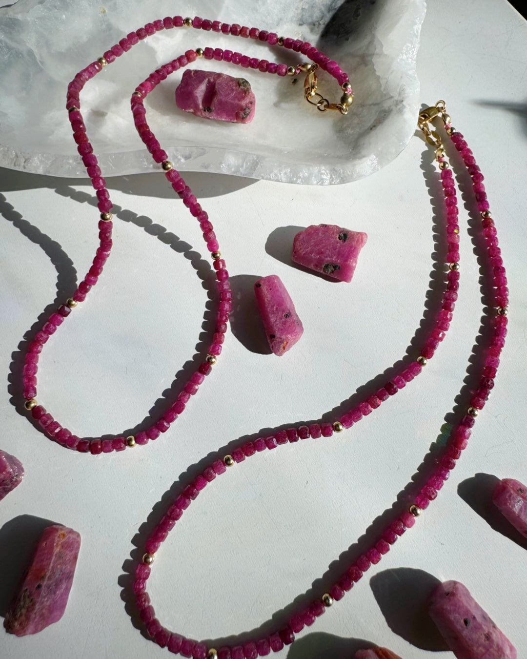 “Judy” - Ruby Gemstone Candy Necklace - Baltic Mermaid