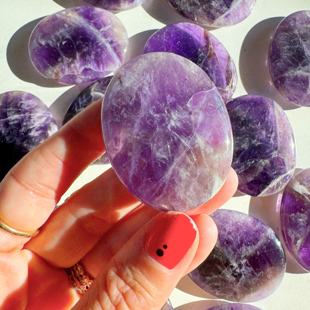 Amethyst Flat Palm Stones - Baltic Mermaid