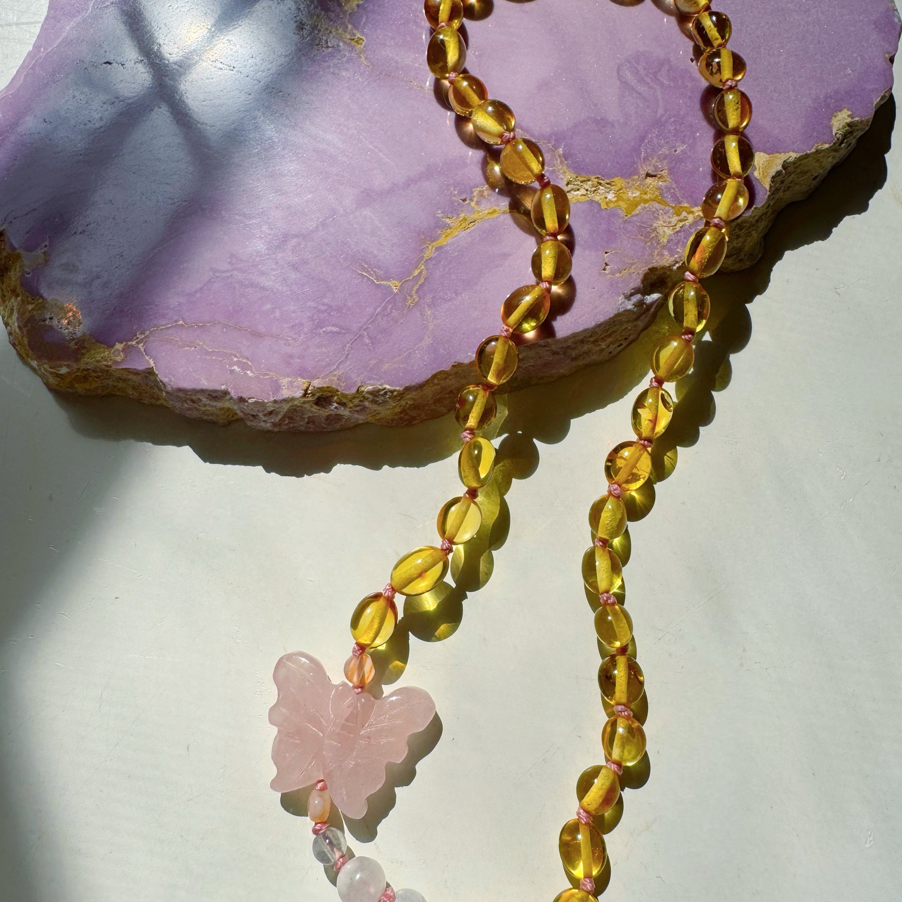 “Butterfly Sugar Baby” Baltic Amber & Gemstone Necklace - Baltic Mermaid