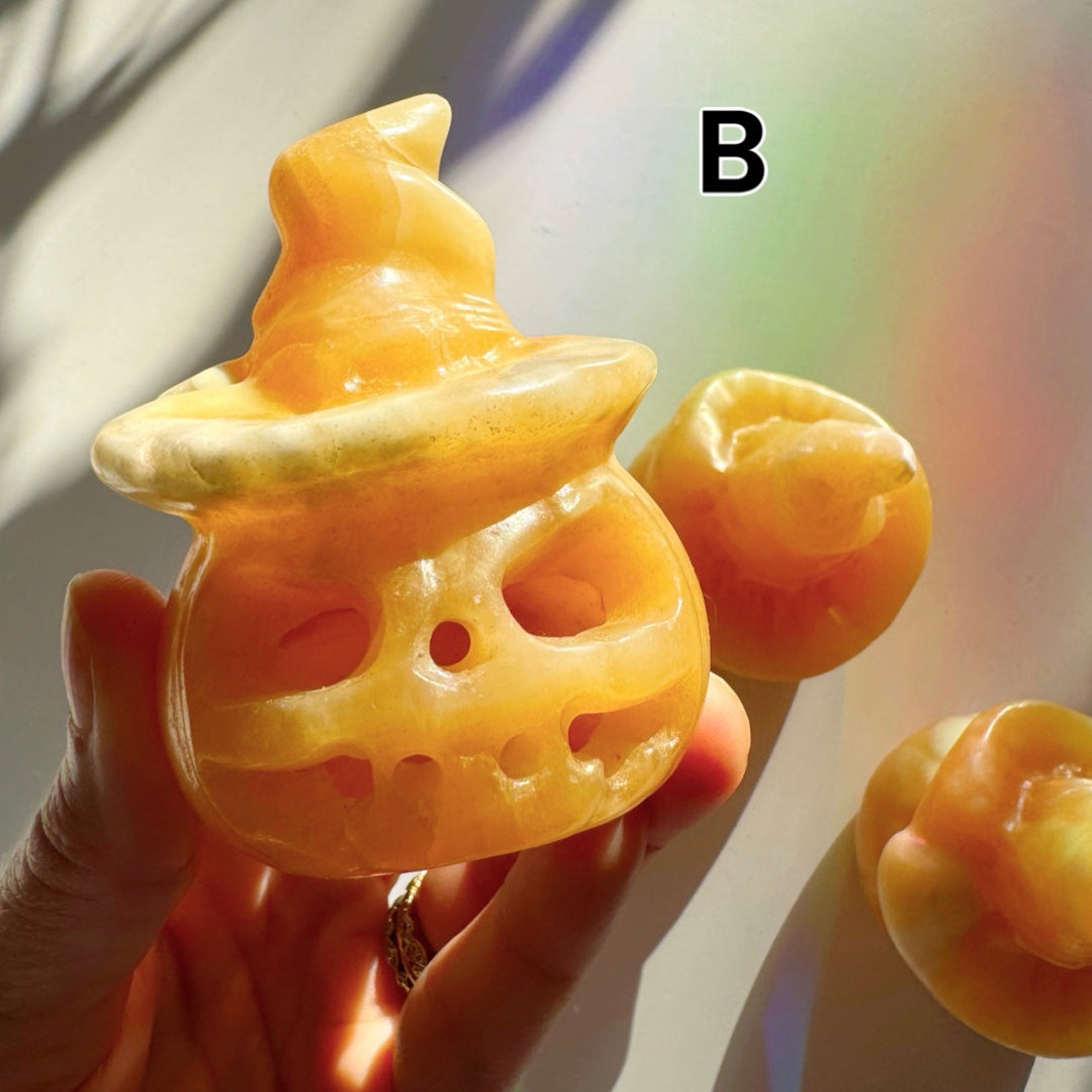 Orange Calcite Jack-O-Lantern - Baltic Mermaid