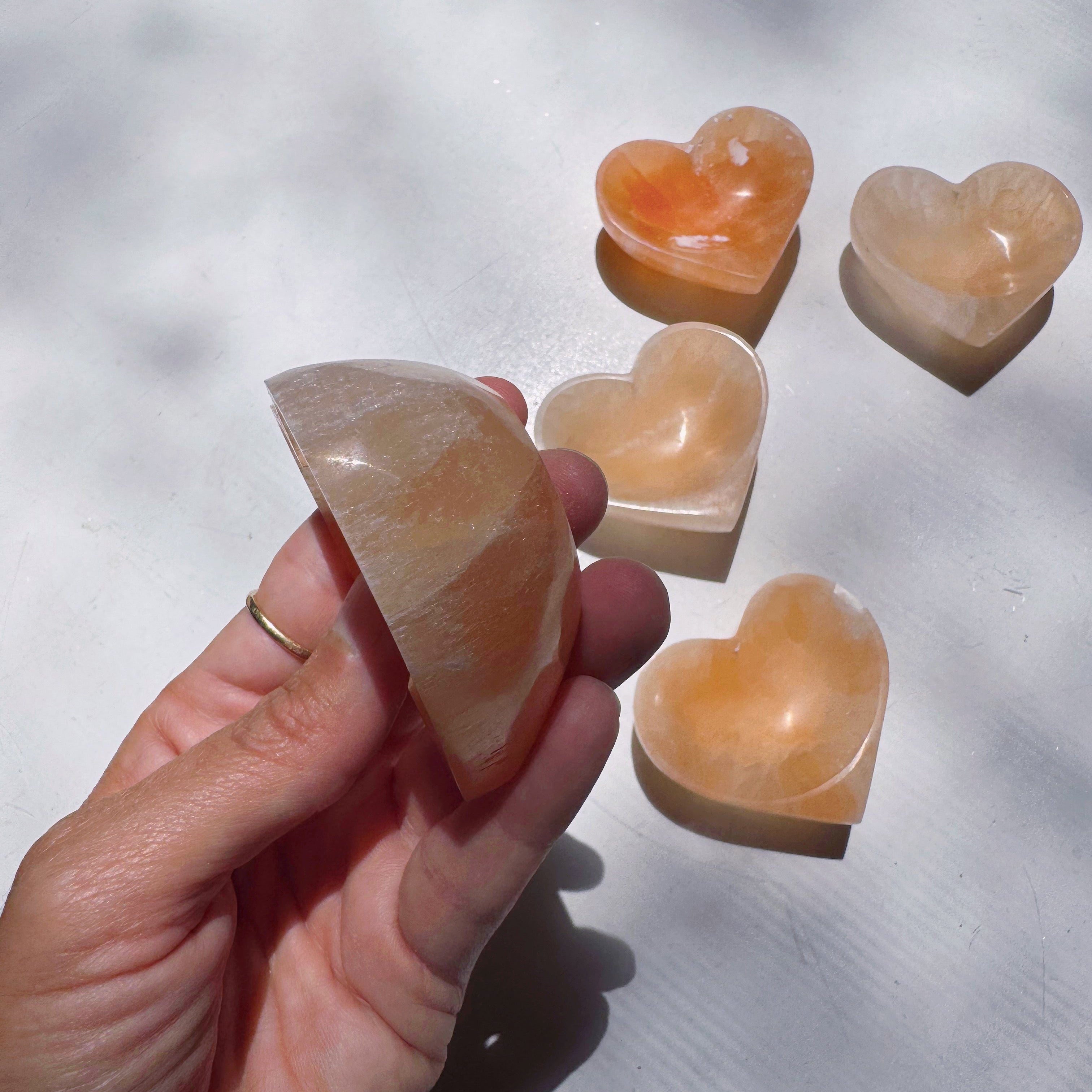 Peach Selenite Lil’ Heart Dish Baltic Mermaid