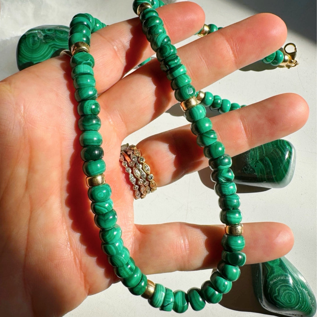 “Donna” - Malachite Gemstone Candy Necklace - Baltic Mermaid