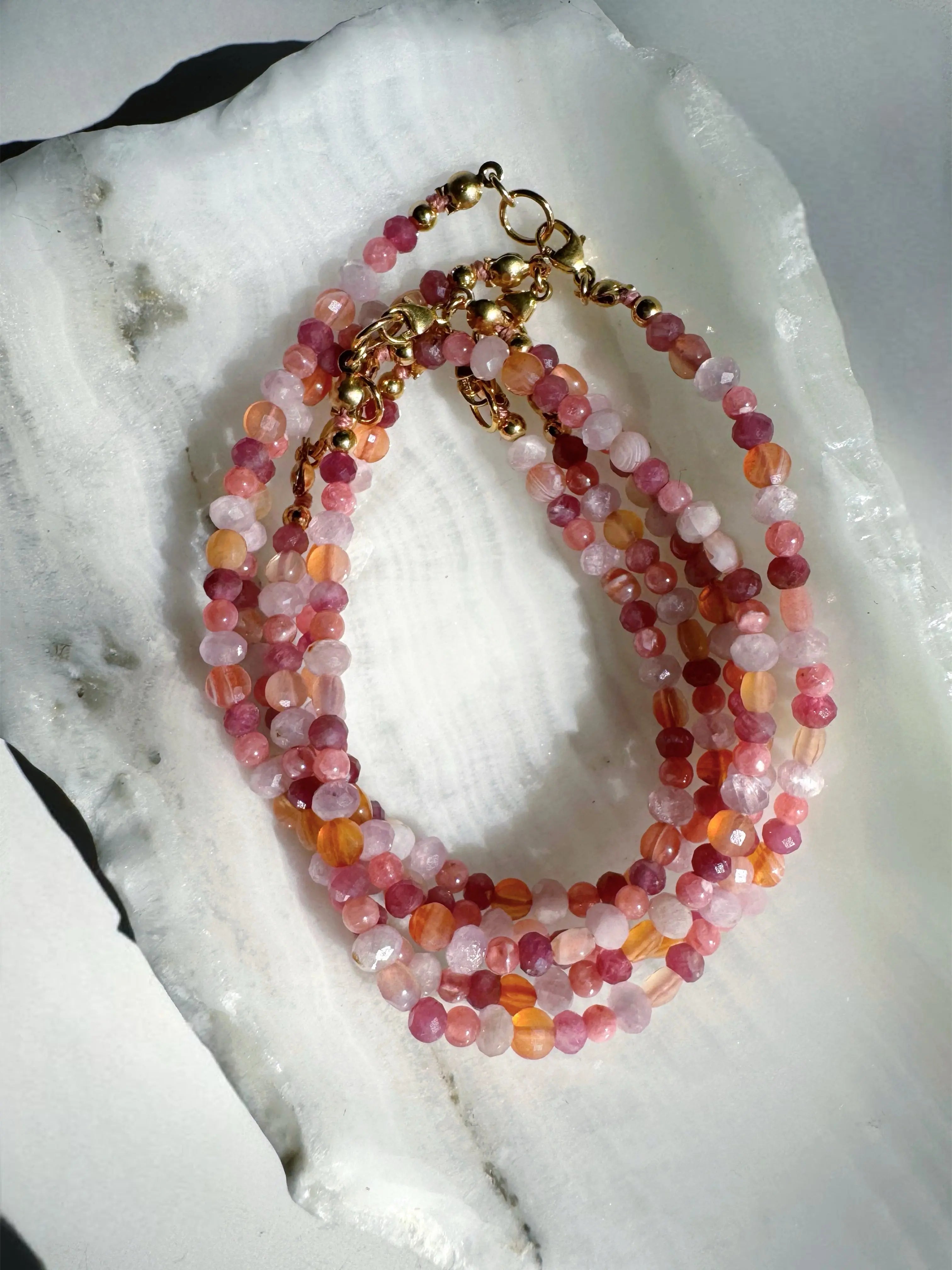 “Sunset Sorbet” - Gemstone & 14k Gold Filled Candy Bracelet Baltic Mermaid