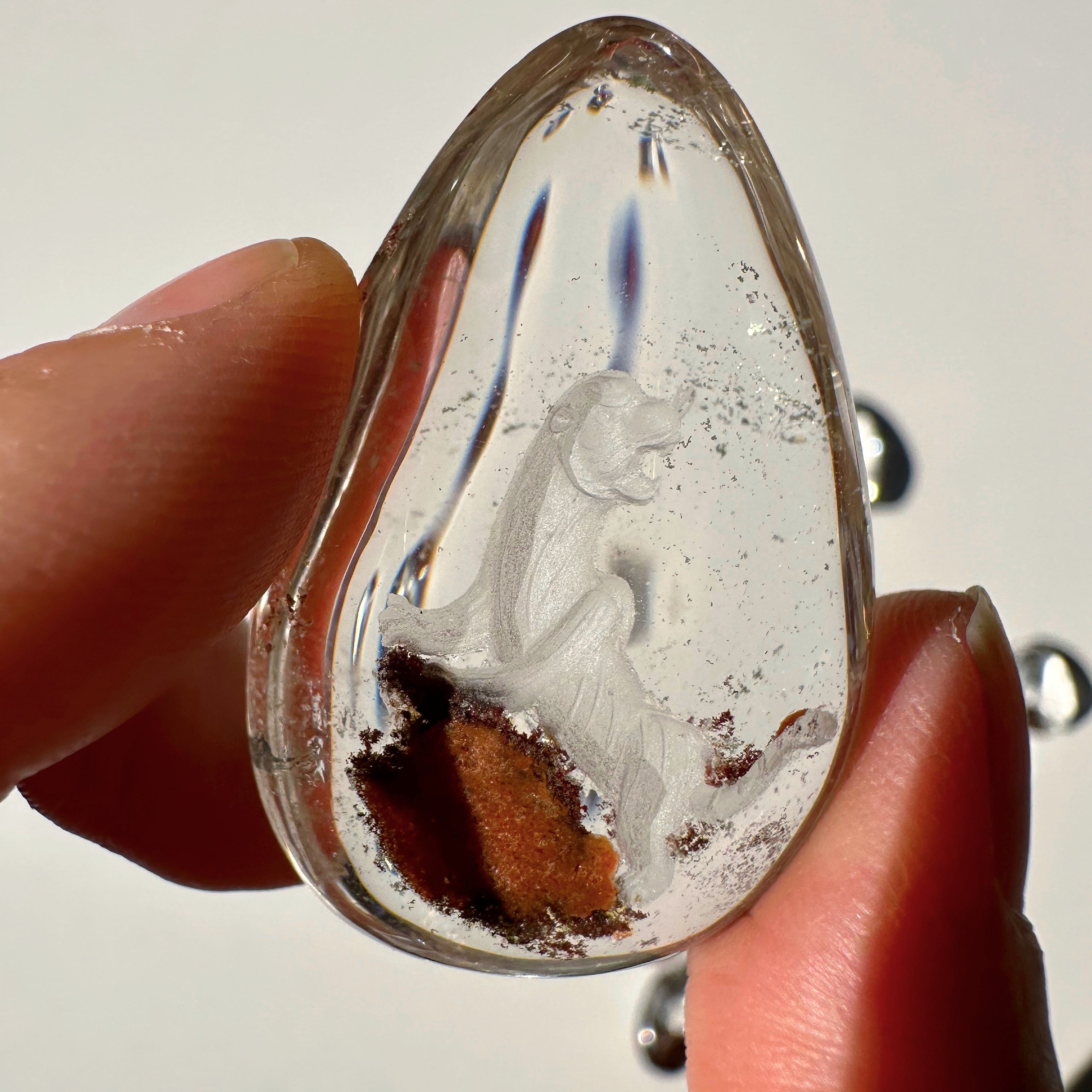 Intaglio Tiger Carved Chlorite Quartz/Garden Quartz Cabochon Baltic Mermaid