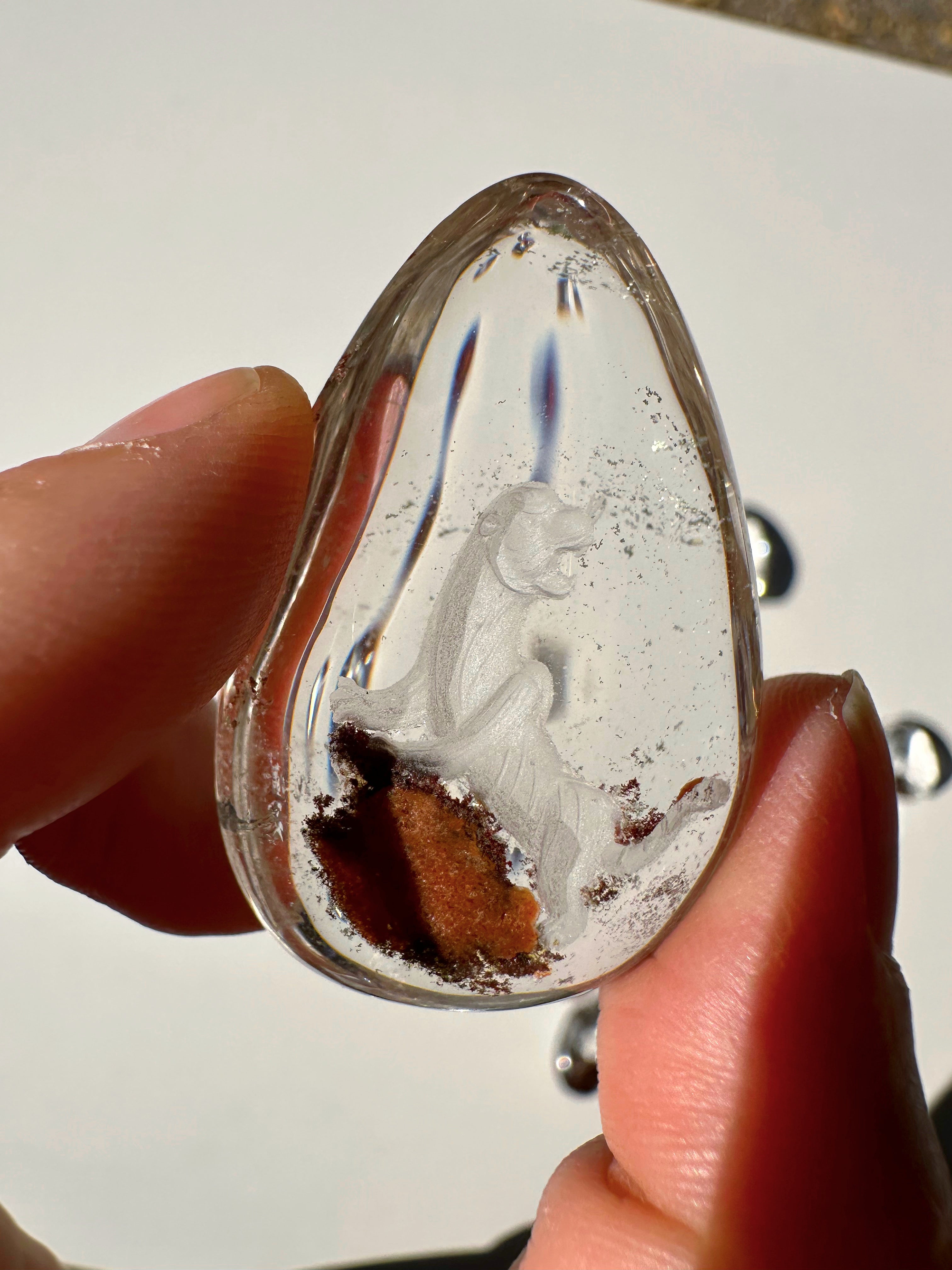 Intaglio Tiger Carved Chlorite Quartz/Garden Quartz Cabochon Baltic Mermaid