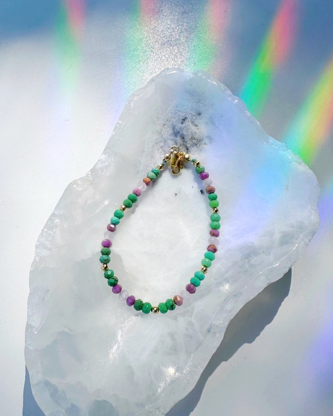 Topanga Gemstone & 14k GF Candy Bracelet - Baltic Mermaid