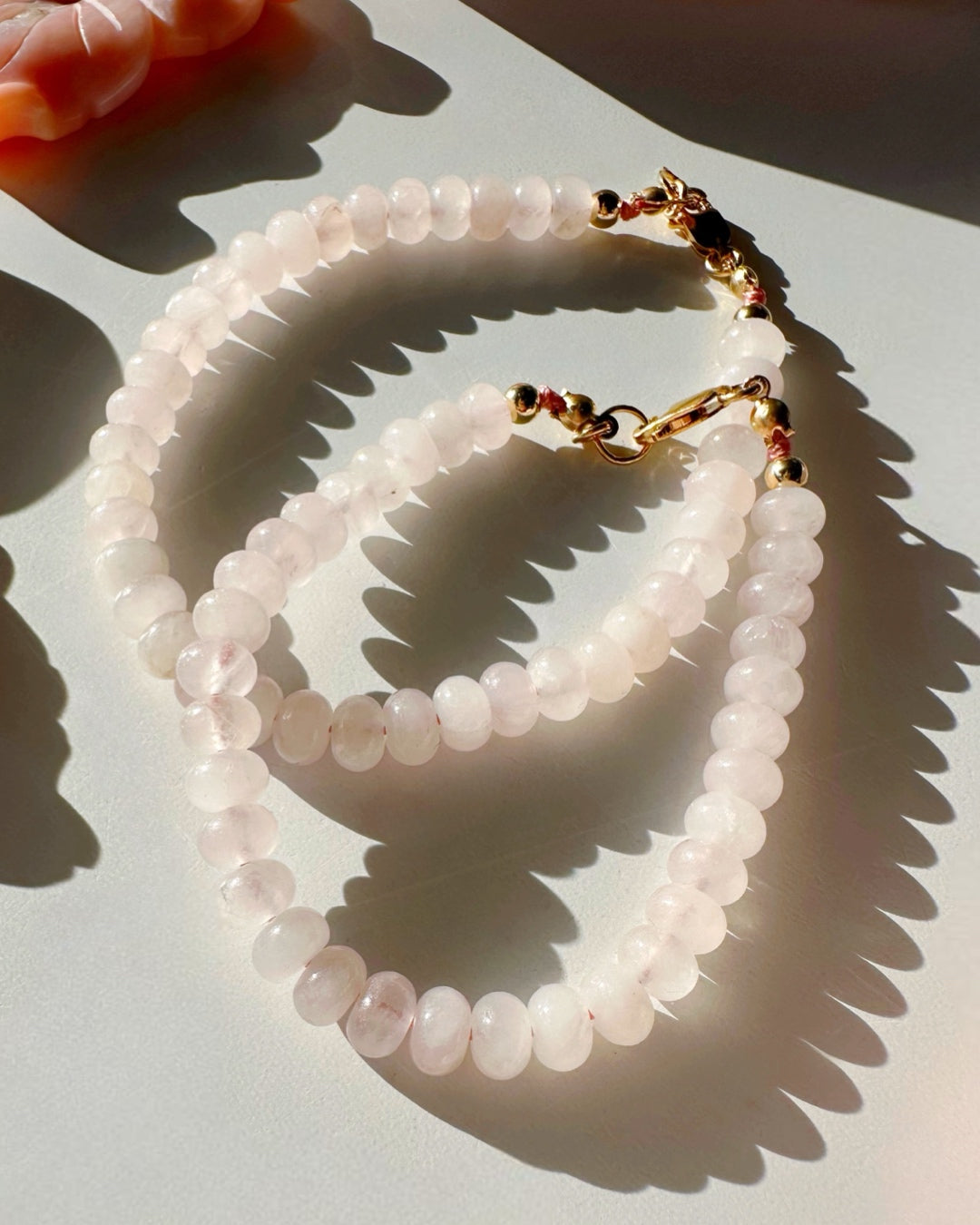 Rose Quartz Gemstone Candy Bracelet - RTS - Baltic Mermaid