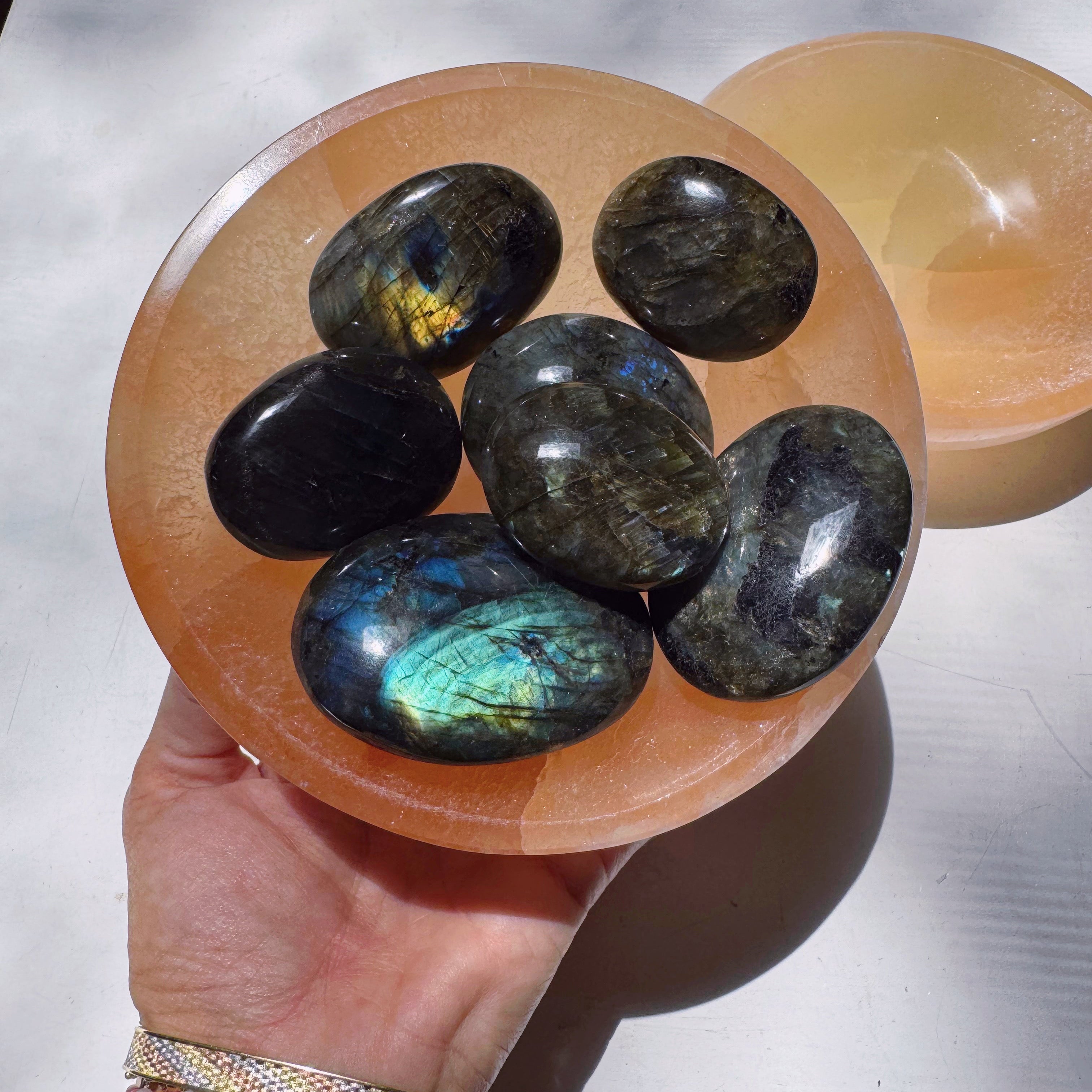 Peach Selenite Bowl Baltic Mermaid