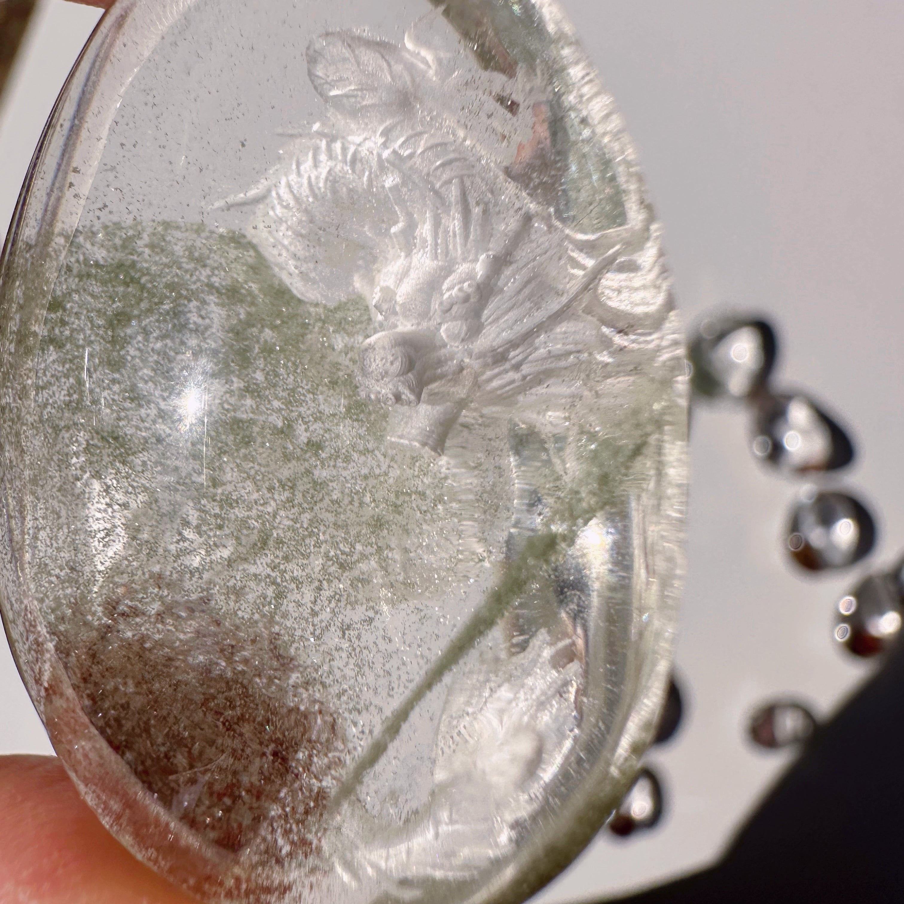 Intaglio Carved Dragon Chlorite Quartz/Garden Quartz Cabochon Baltic Mermaid