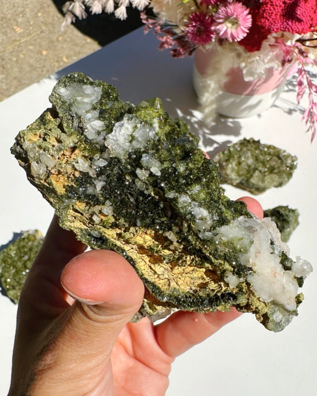 Epidote Quartz Cluster - Baltic Mermaid