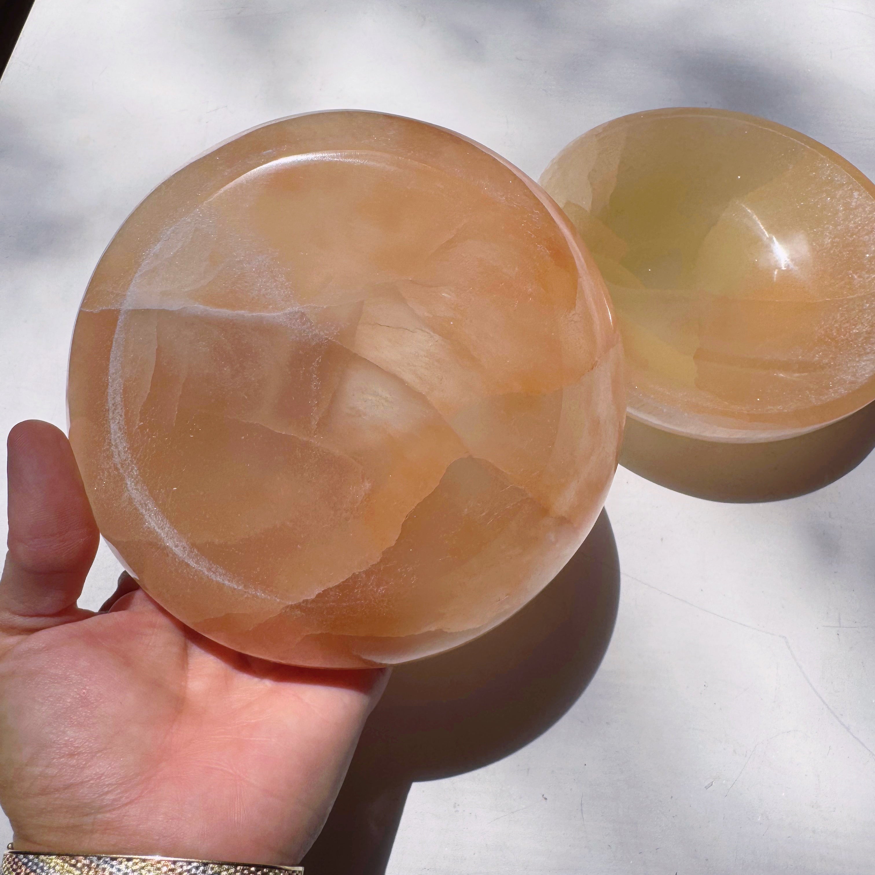 Peach Selenite Bowl Baltic Mermaid
