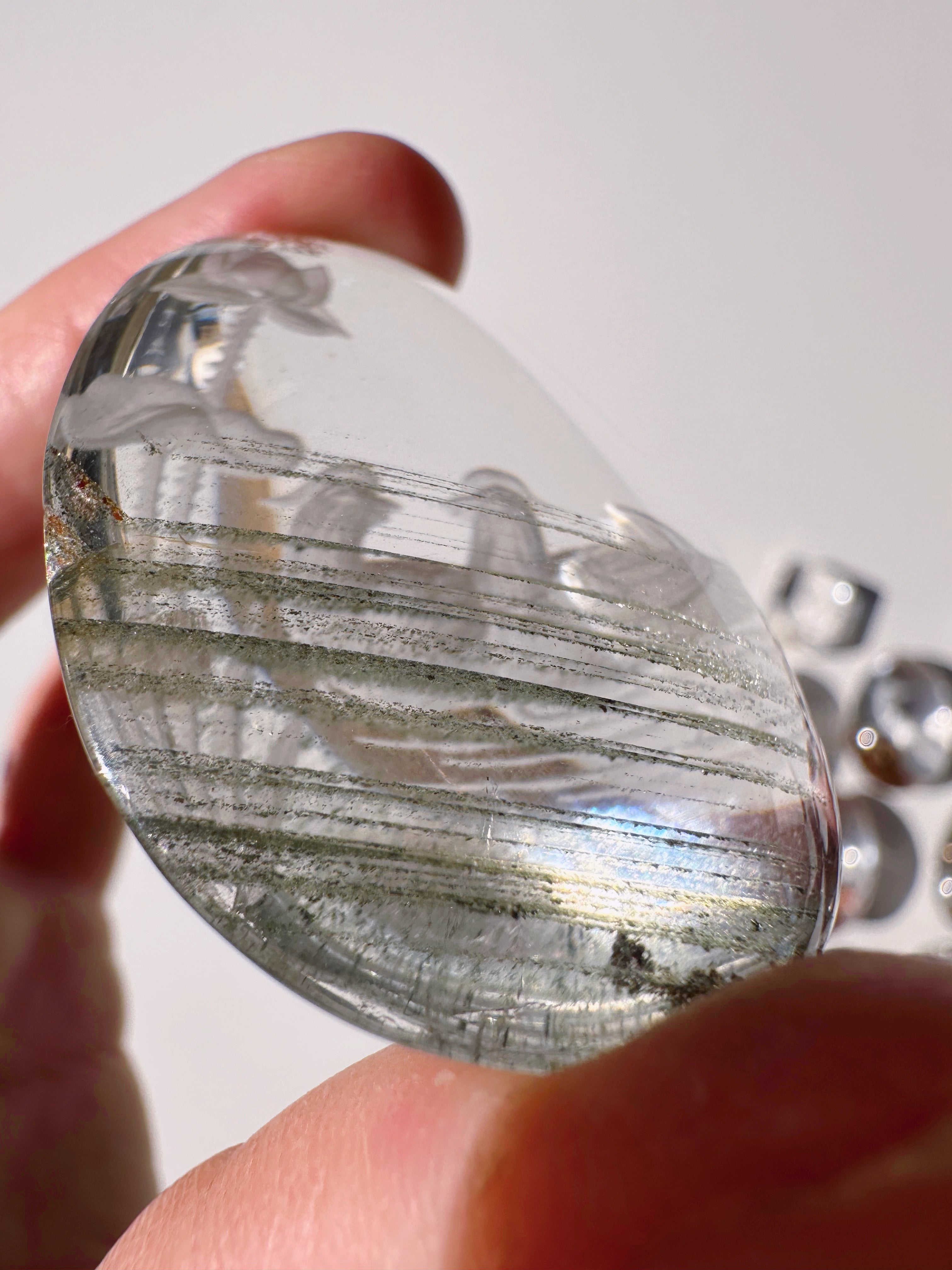 Intaglio Carved Love Birds in a the water Chlorite Quartz/Garden Quartz Cabochon Baltic Mermaid